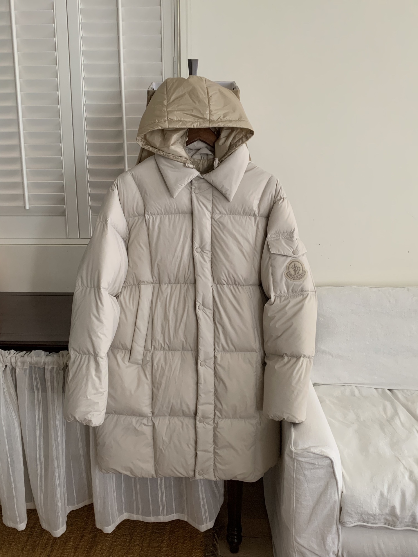 Beige Hooded Puffer Coat
