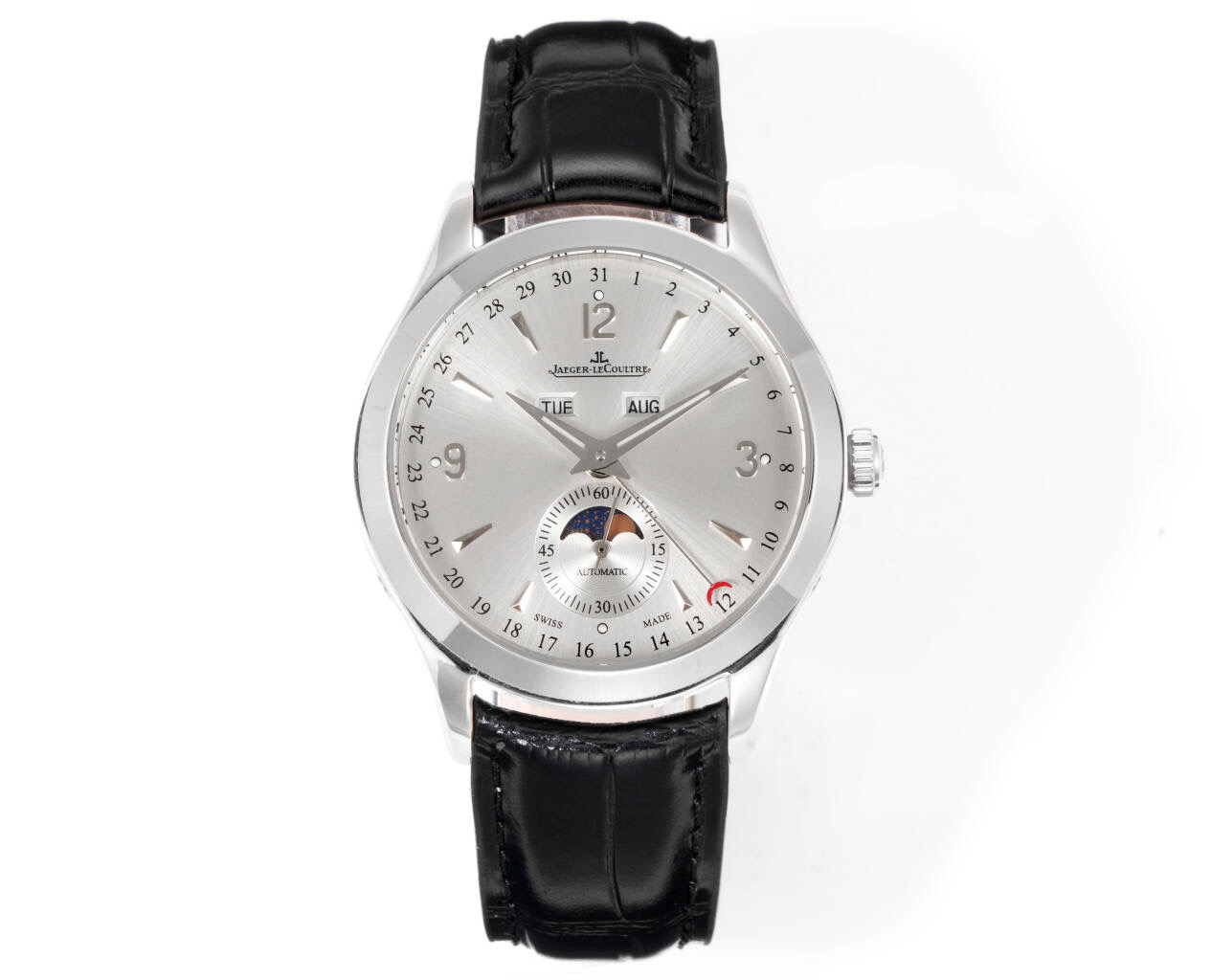 NO:552890,Platinum 5C Factory is driven by sincerity and shockingly launches a representative work of fine aesthetics - Jaeger-lecoultre Master Series - 1558420, the highest version on the market with 6 o'clock real small seconds [Excellent details] The watch size is 39mm  2. The two windows at 12 o'clock of the watch display the day of the week and the month respectively. The sub-dial of the watch at 6 o'clock has a small second hand that can read the moon phase display, and the edge position displays the calendar hand, restoring all functions. 3. There is no gap in the middle of the clasp. Viewed from the side, the arc will not break the opening. The curvature of the clasp is consistent with the original version and is more comfortable to the hand. It uses a 5C factory customized machine to modify the Jaeger-LeCoultre 866/1 movement. It has stable running time and excellent quality. To ensure the perfect presentation of the charm, it has been repeatedly modified.  Behind the simplicity is the ultimate complexity [Simplicity and Ultimate] 5C ingenuity!  ,,jaeger-lecoultre19860909白 金 5C Factory 心诚所致,震撼推出精细美学代表之作——Jaeger-lecoultre积家大师系列——1558420市场最高版本6点位真小秒【精彩细节】腕表尺寸39mmX12mm 薄而有质 1锅盖形表盘从侧面看是有微微弧度的多次修改确保神韵与原版相媲美,还原正品制表特质,以稍作不同的方式展现其隽永魅力！ 2腕表十二点位置两个窗口分别显示星期和月份,腕表在6点钟位置的副表盘为小秒针可读取月相显示,边缘位置则显示日历针,还原所有功能. 3 表扣中间无缝隙从侧面看弧线是不会断开口的表扣的扣版弯度与原版一致更贴手 采用5C厂定制机改积家866/1机芯 走时稳定 品质优良 为确保神韵反复修改完美呈现 简约的背后是极致的复杂【简约而极致】5C匠心之作！,,jaeger-lecoultre,Watch