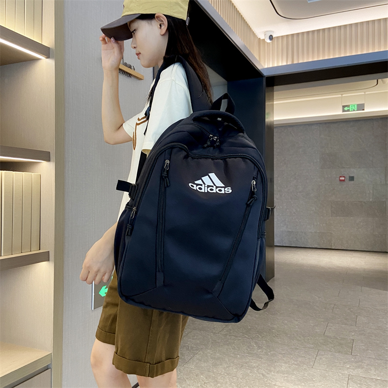 🛒购物价：55💰[江苏档口]Adidas阿迪达斯 男女同款简约百搭休闲双肩包时尚运动大容量背包校园高中大学生书包电脑包 尺寸:46×31×18