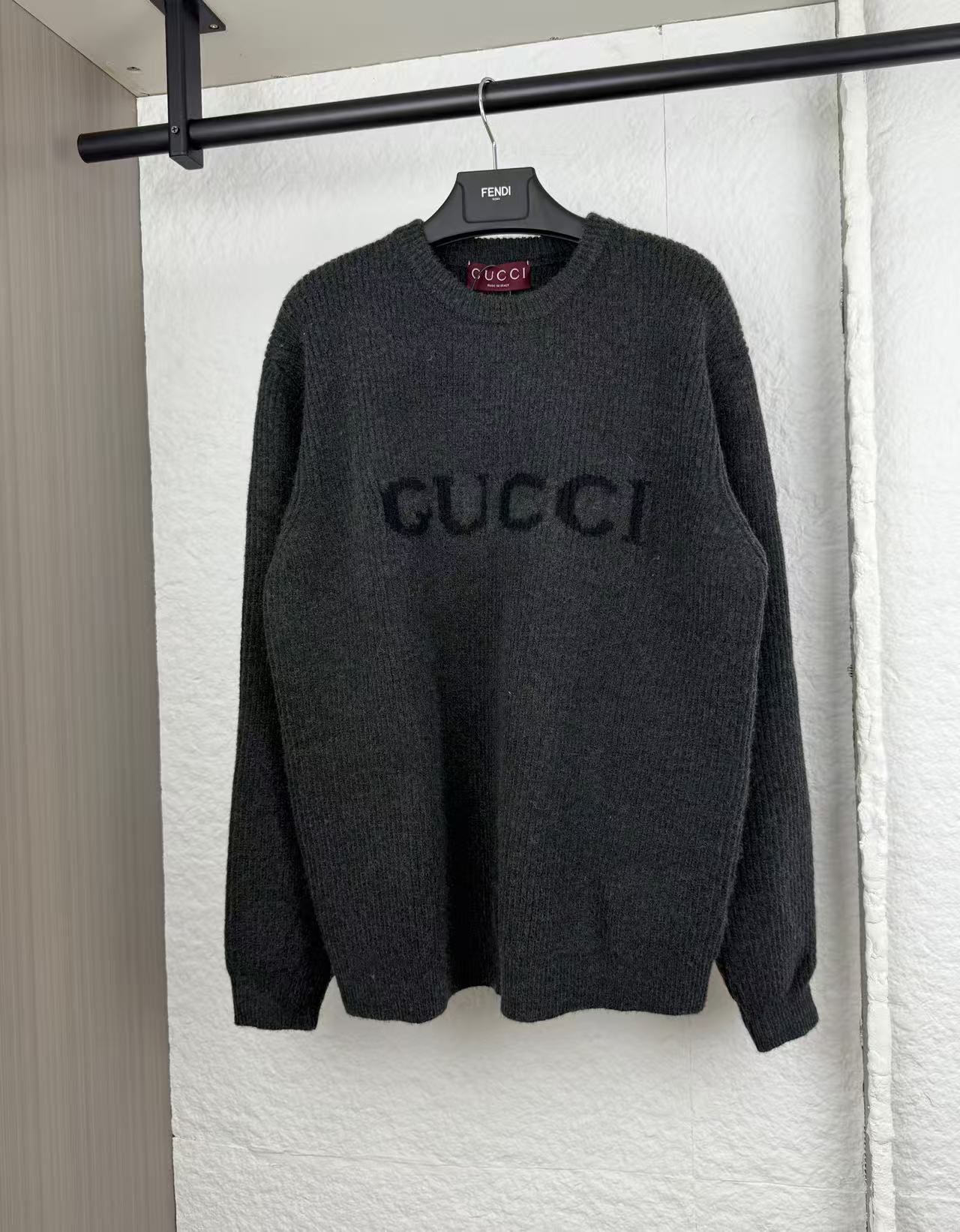 Gucci Knitwear Jersey Sweatshirt Wool Jumper Sweater Cardigan Gray