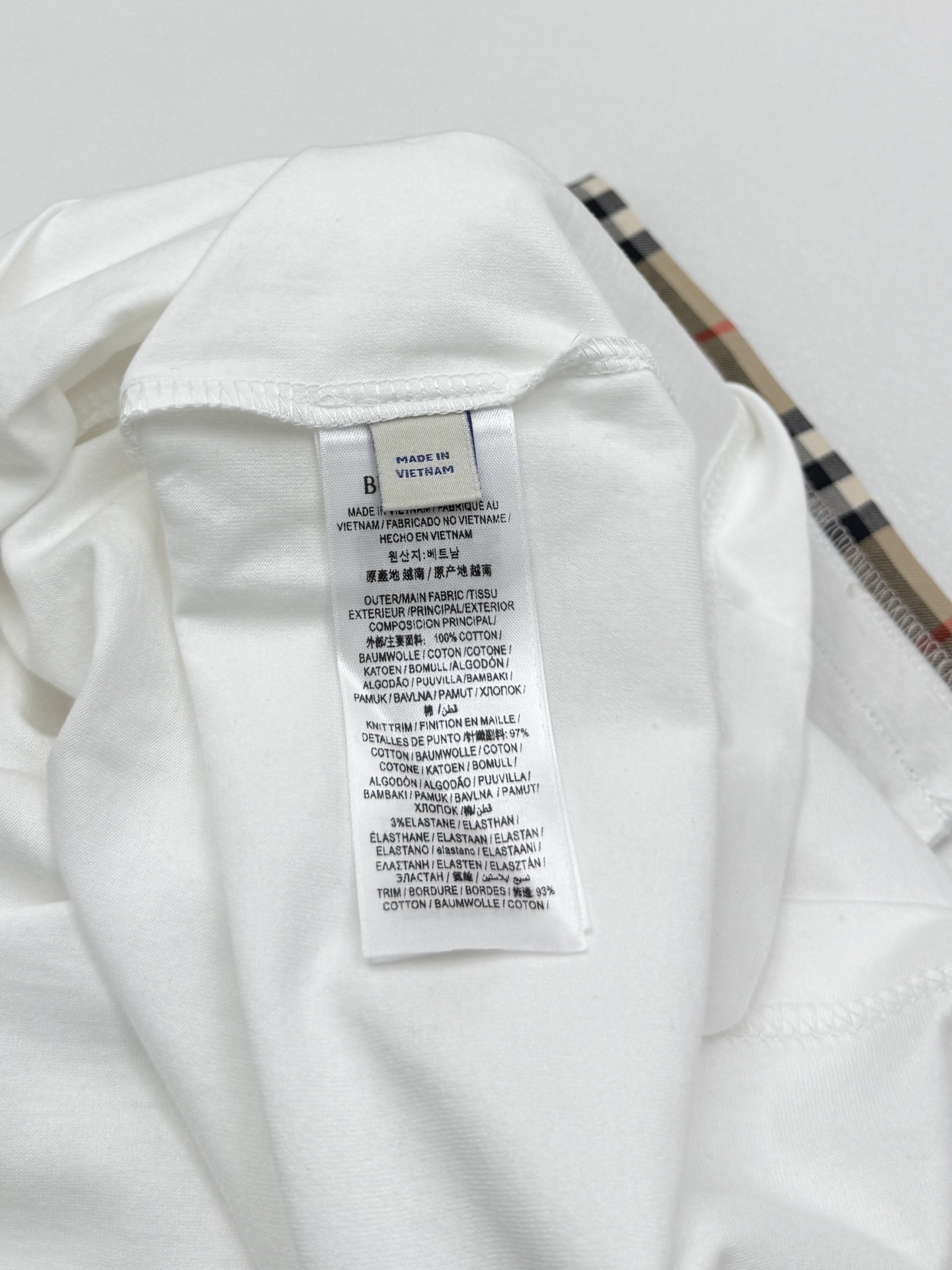Burberry BBR巴宝莉袖口格子拼接T恤短袖