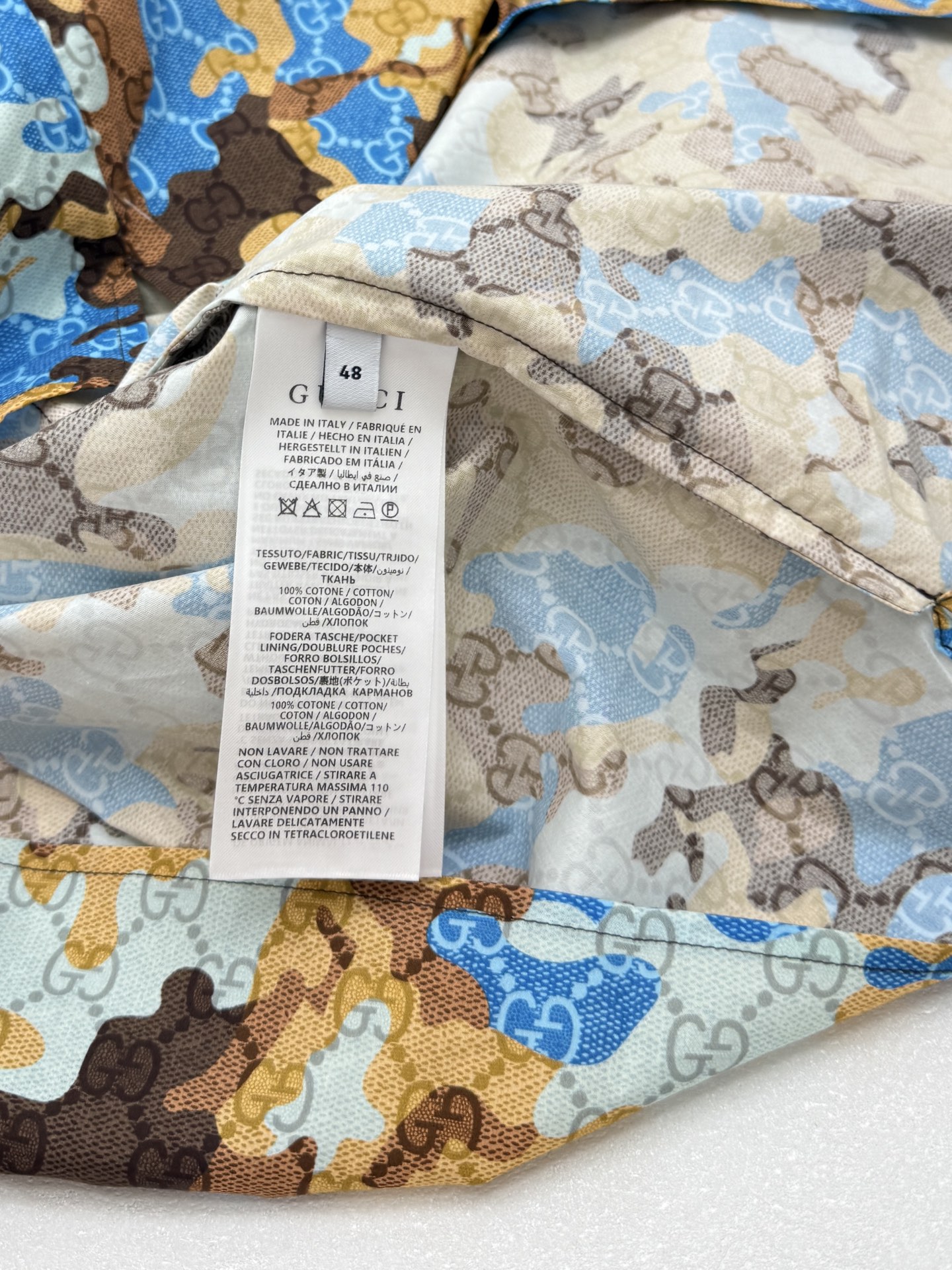Gucci Gucci古驰双G迷彩印花套装短袖衬衫
