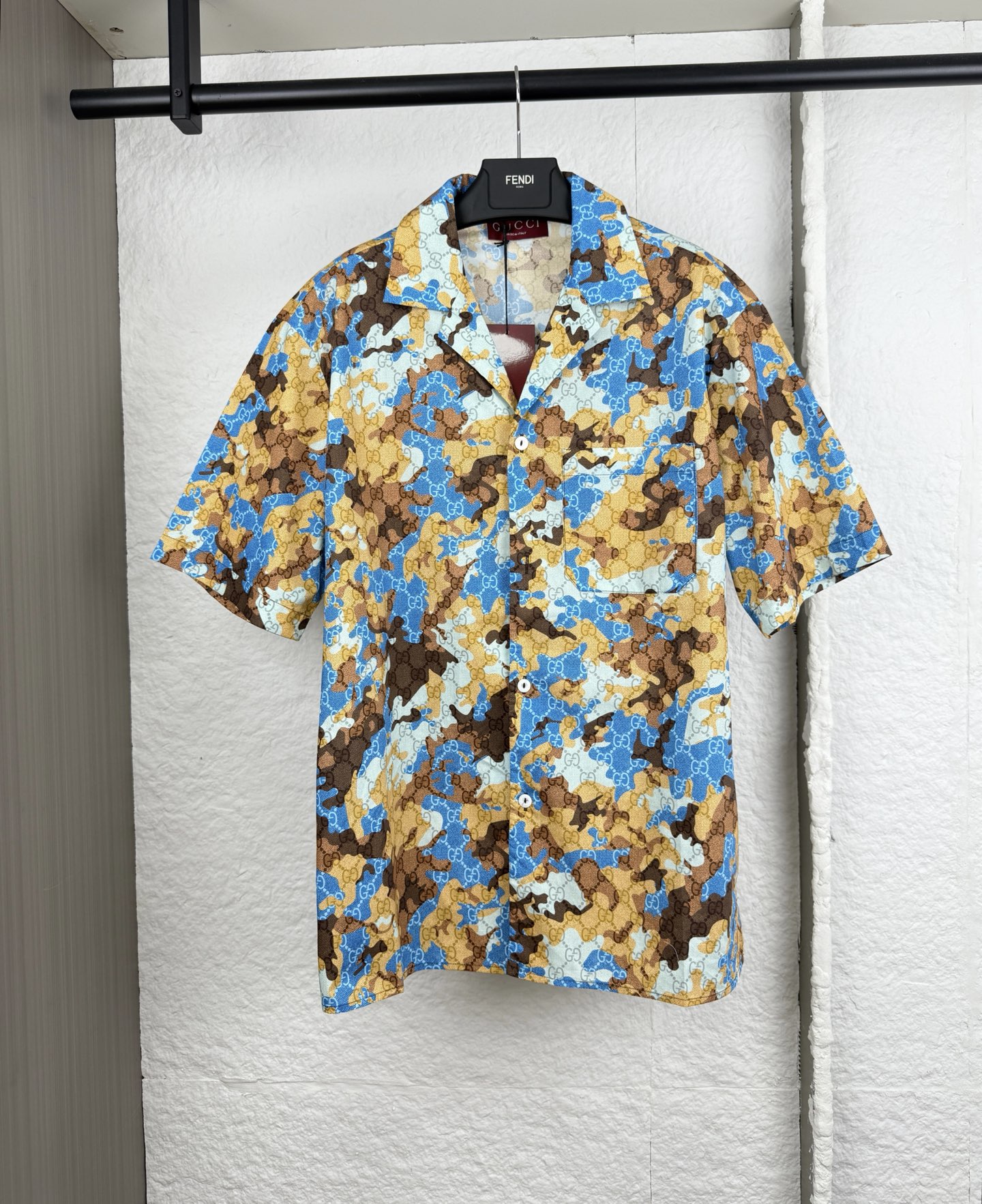 Gucci Gucci古驰双G迷彩印花套装短袖衬衫