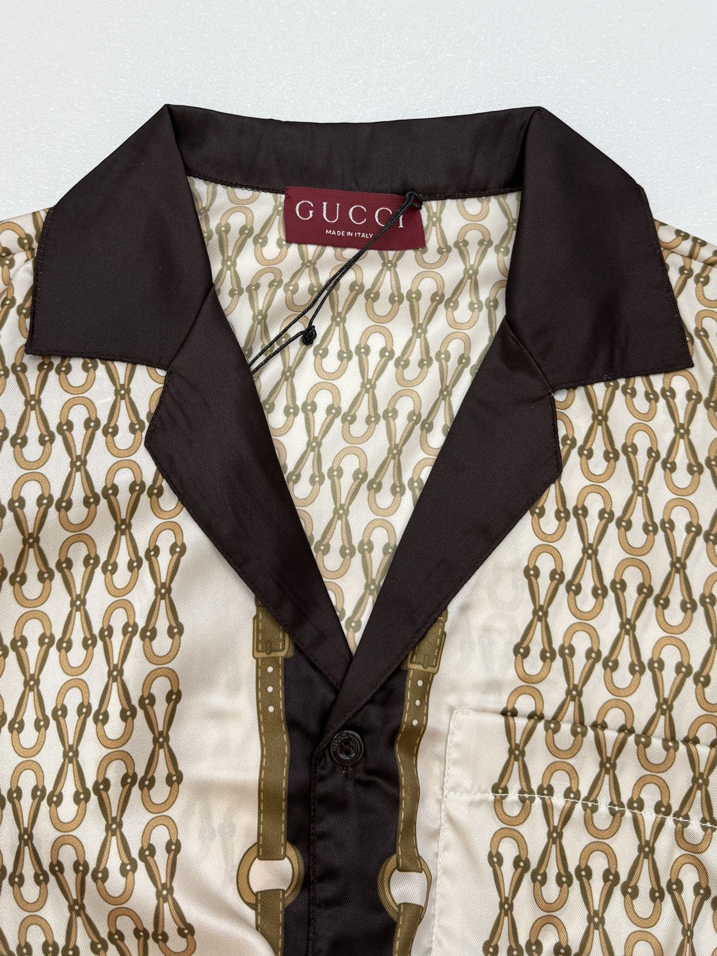 Gucci Gucci古驰马衔扣印花套装短袖衬衫