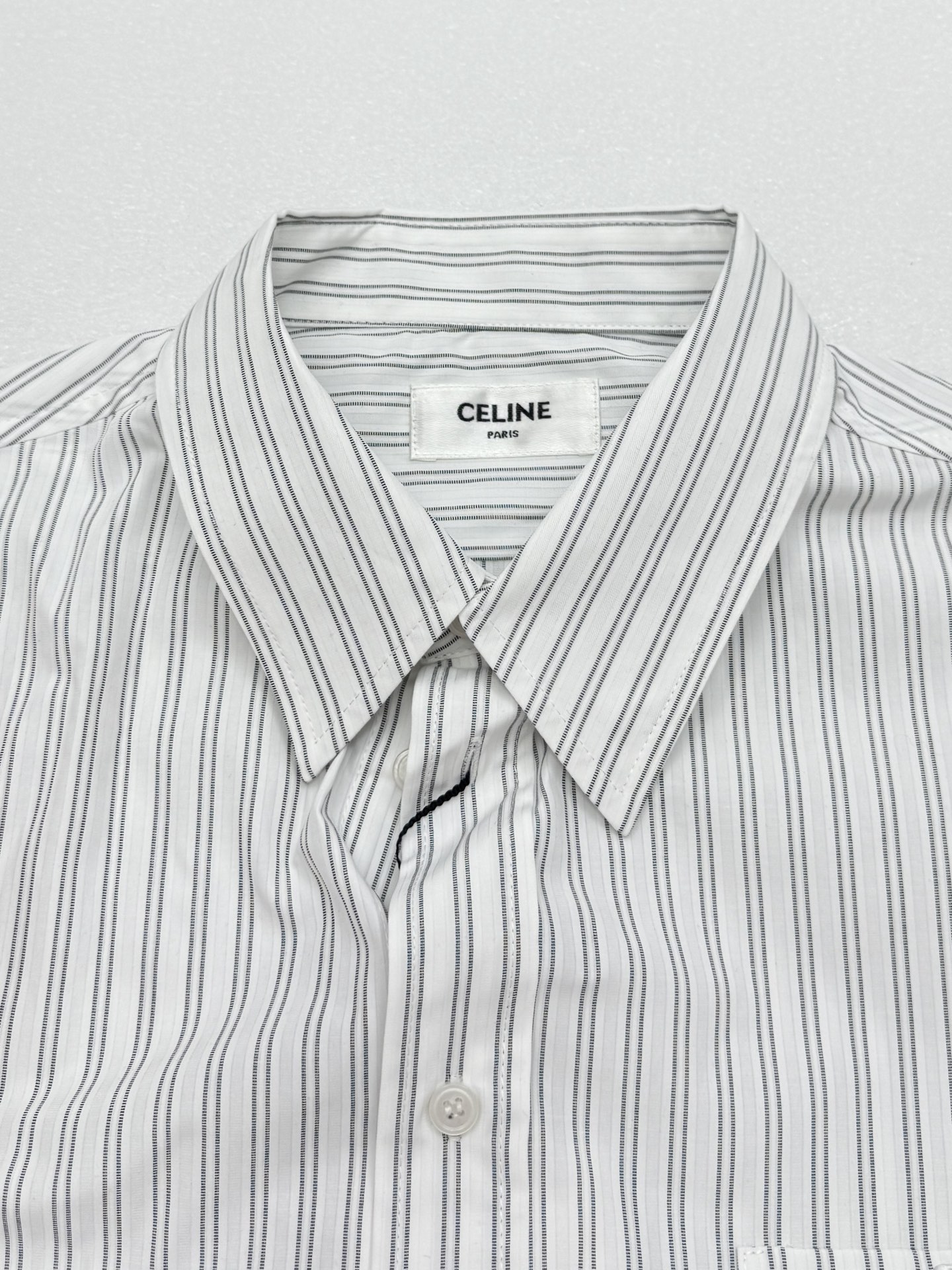 Celine Celine赛琳口袋刺绣条纹长袖衬衫