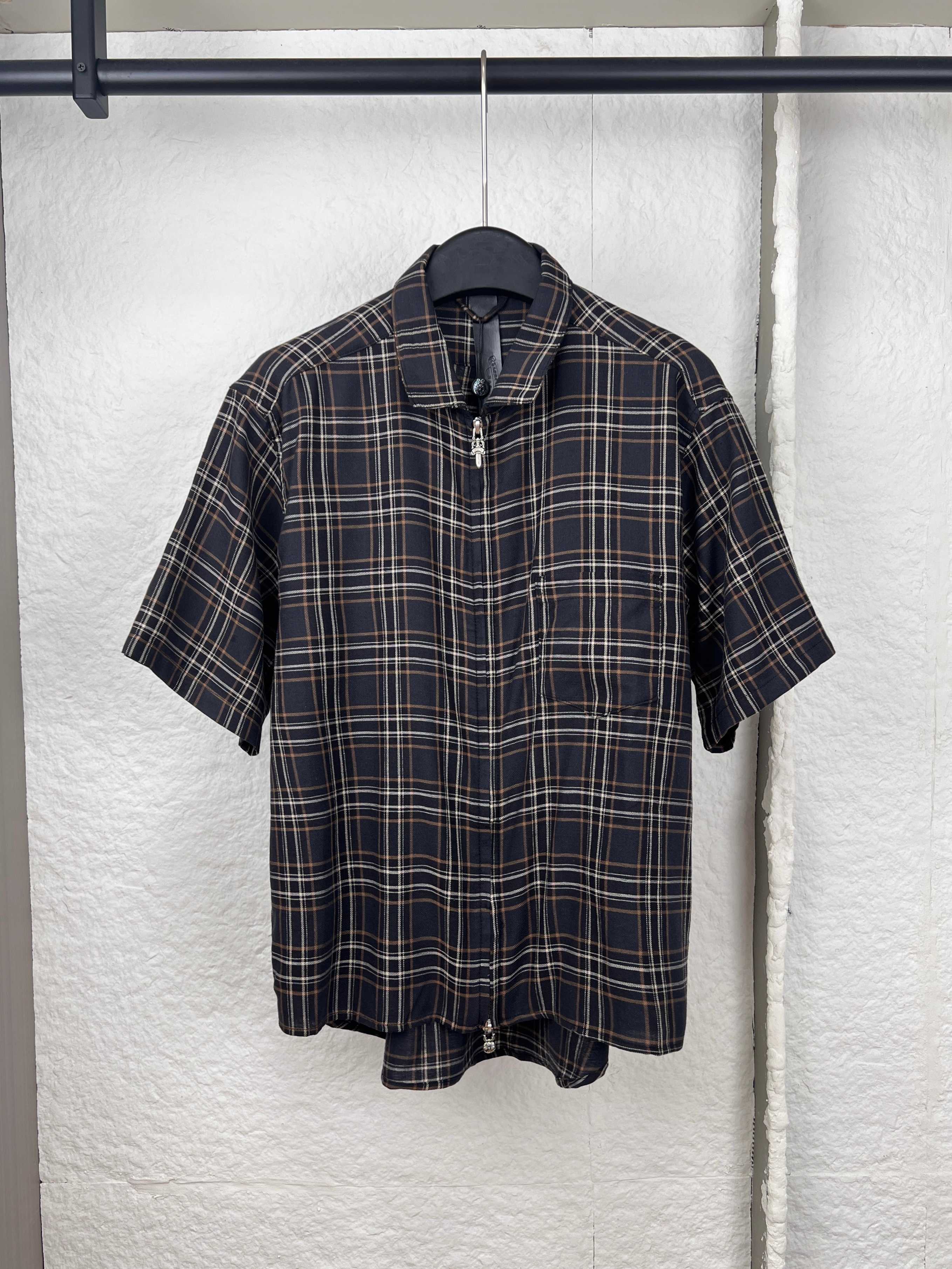 Chrome Hearts Chrome Hearts克罗心格纹棉宝剑拉链短袖衬衫