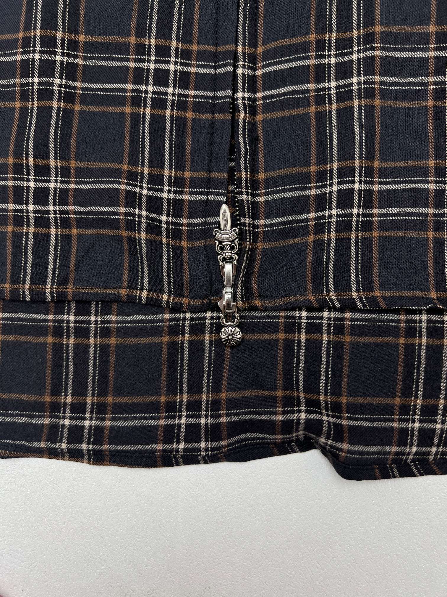 Chrome Hearts Chrome Hearts克罗心格纹棉宝剑拉链短袖衬衫