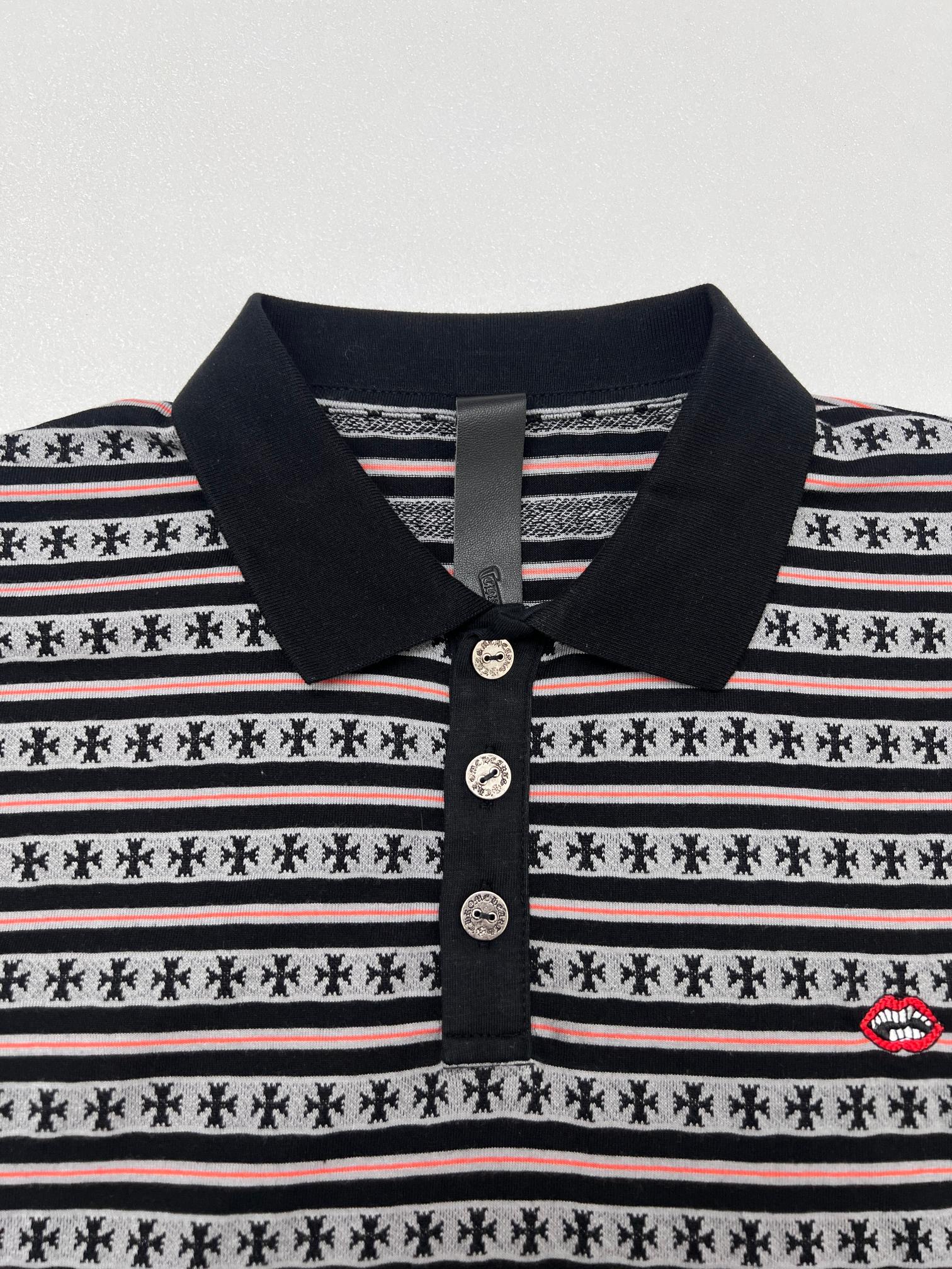 Chrome Hearts Chrome Hearts克罗心嘴巴刺绣长袖polo衫
