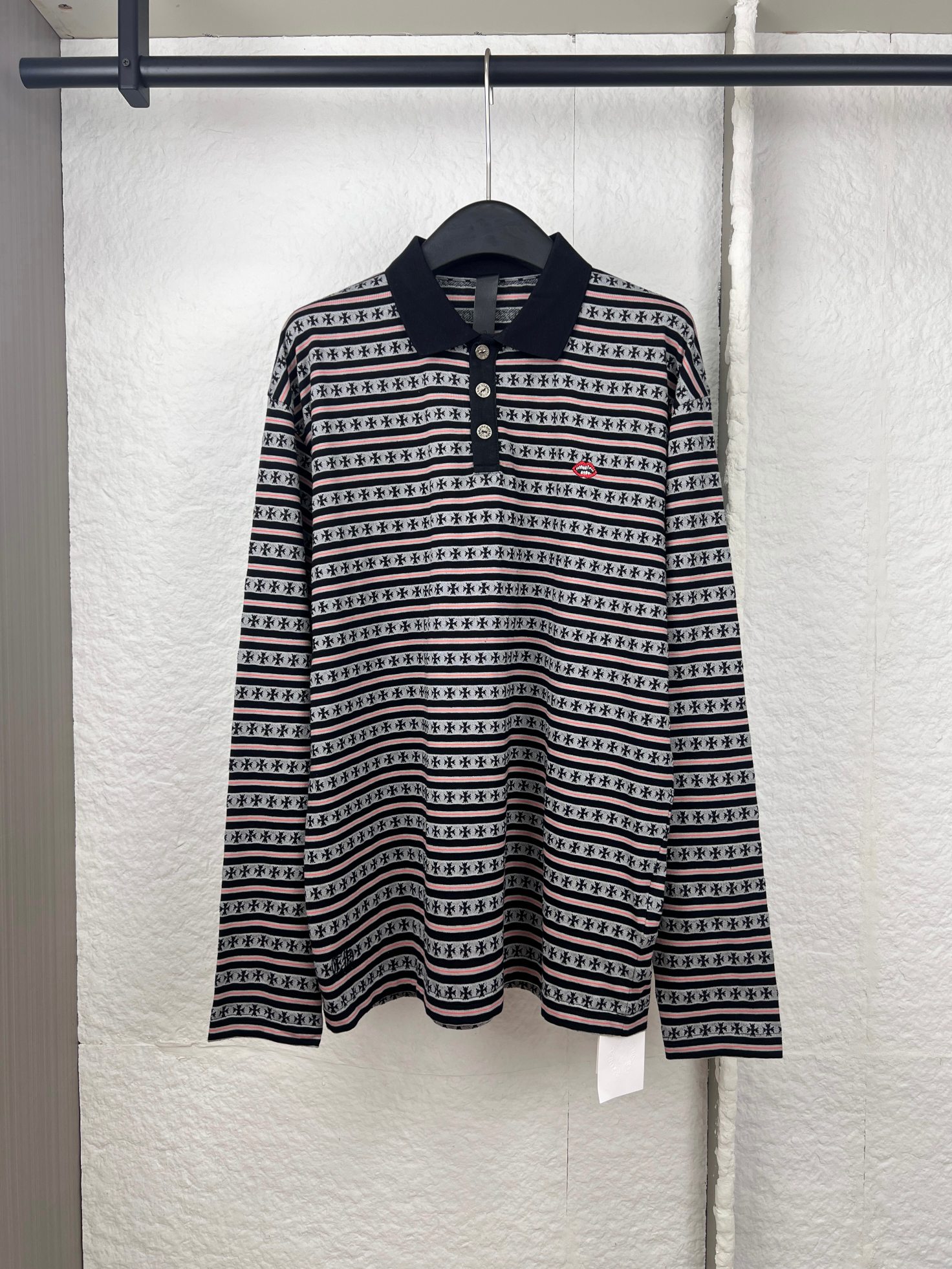 Chrome Hearts Chrome Hearts克罗心嘴巴刺绣长袖polo衫