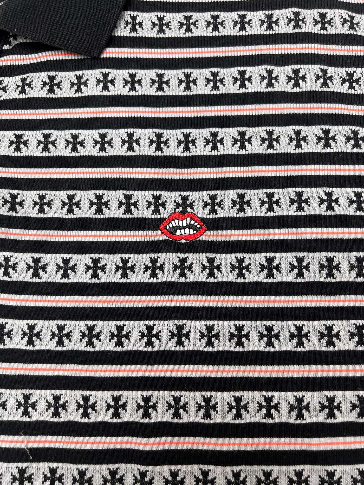 Chrome Hearts Chrome Hearts克罗心嘴巴刺绣长袖polo衫