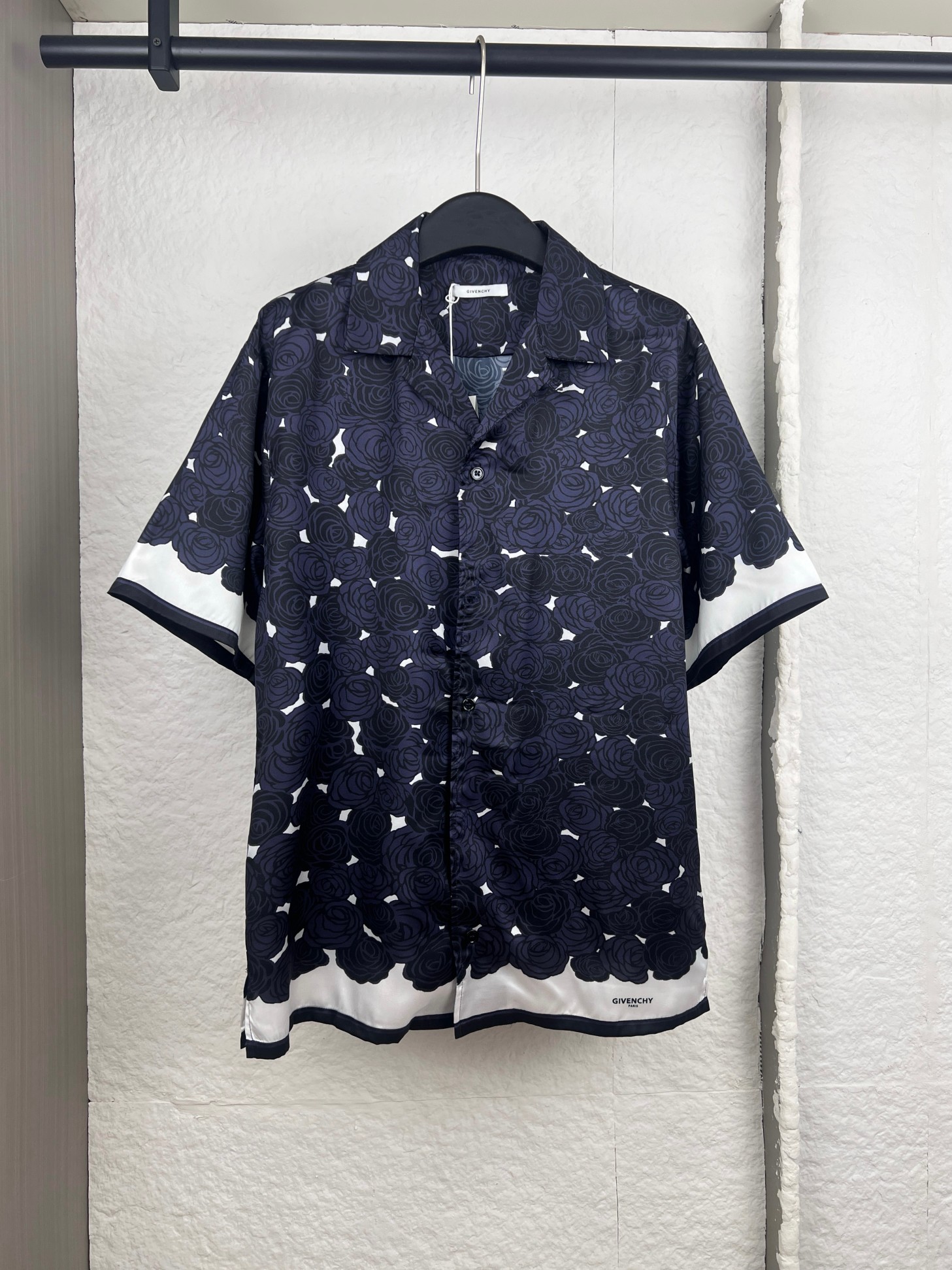 P185 Givenchy Traje flor rosa Givenchy camisa manga corta S/M/L/XL