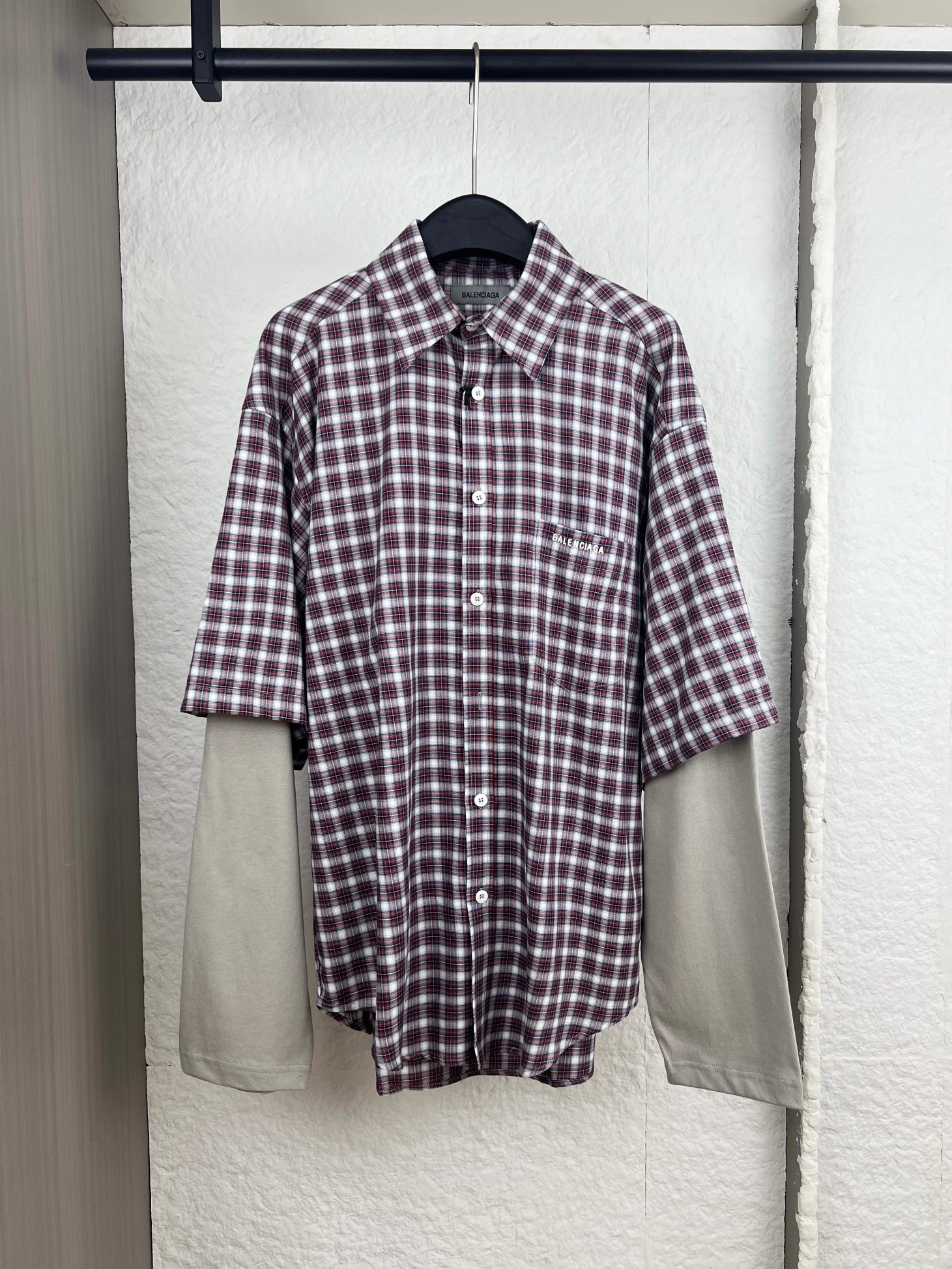 P210 Camisa dos piezas falsa cuadros Balenciaga Paris S/M/L/XL