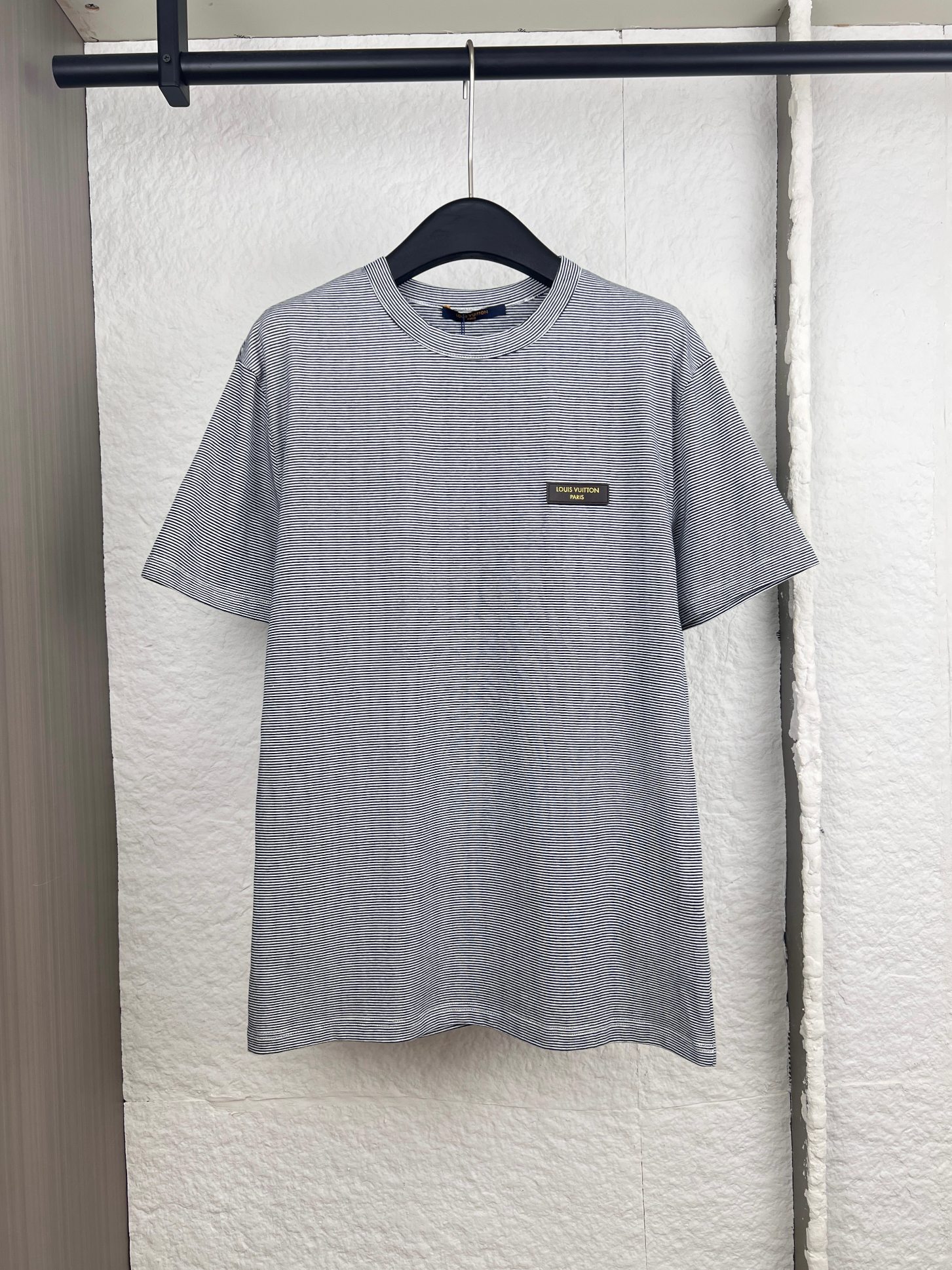 P105 1V路易胸口皮标条纹T恤短袖 S/M/L/XL