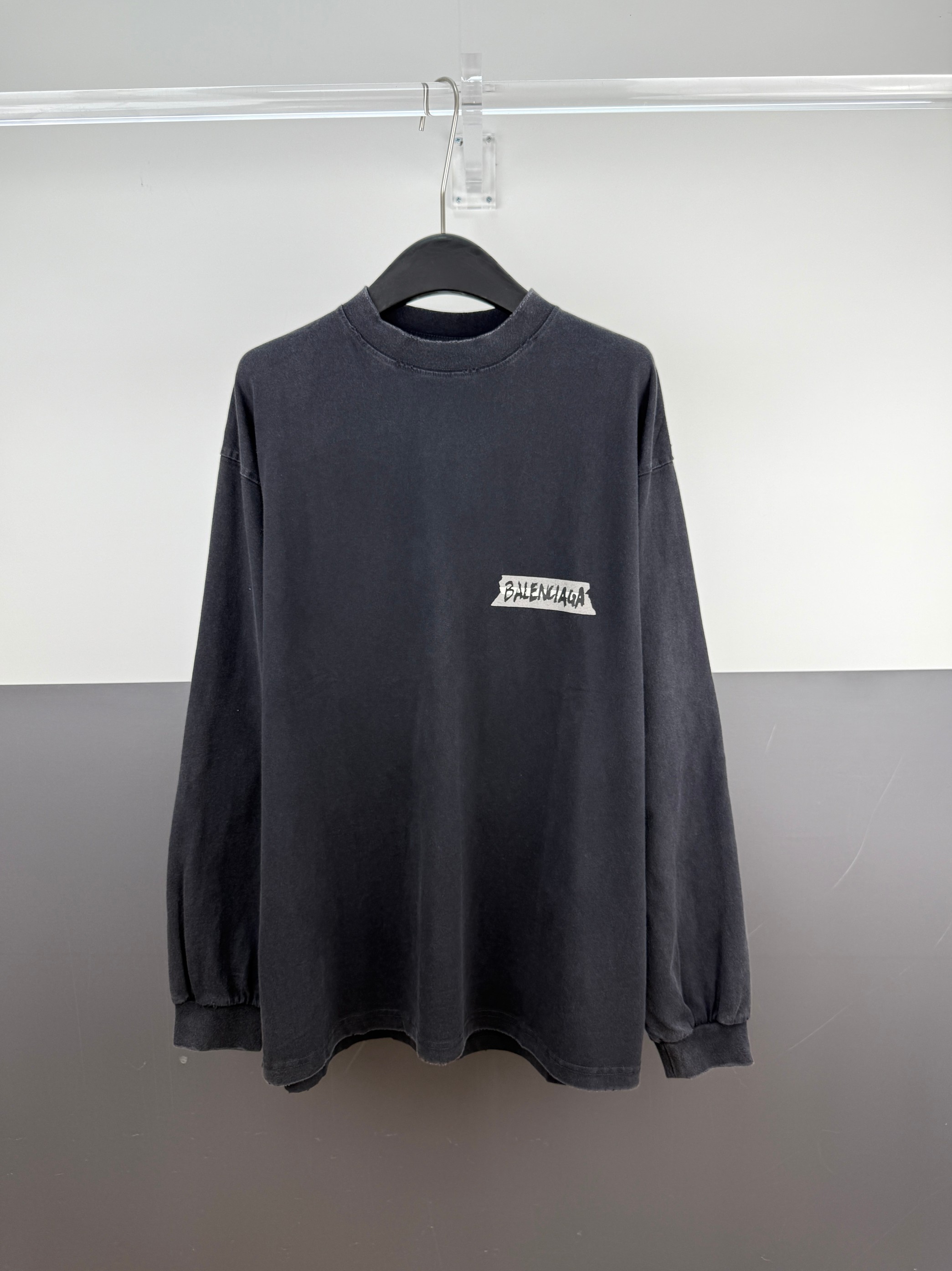 P145 Camiseta Balenciaga Paris estampado cinta manga larga S/M/L/XL