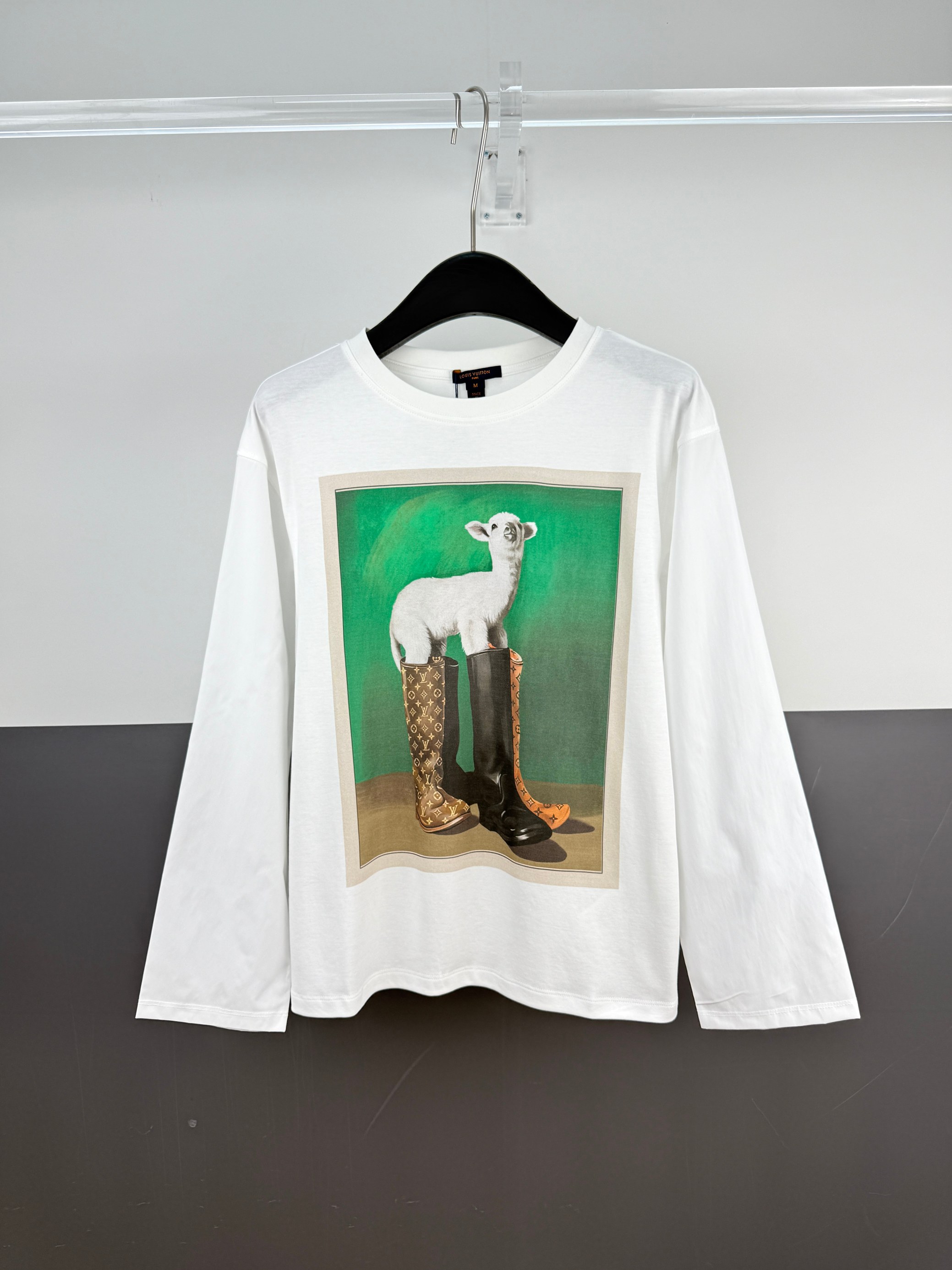 P155 1V camiseta de manga larga路易 femenina con estampado de alpaca S/M/L