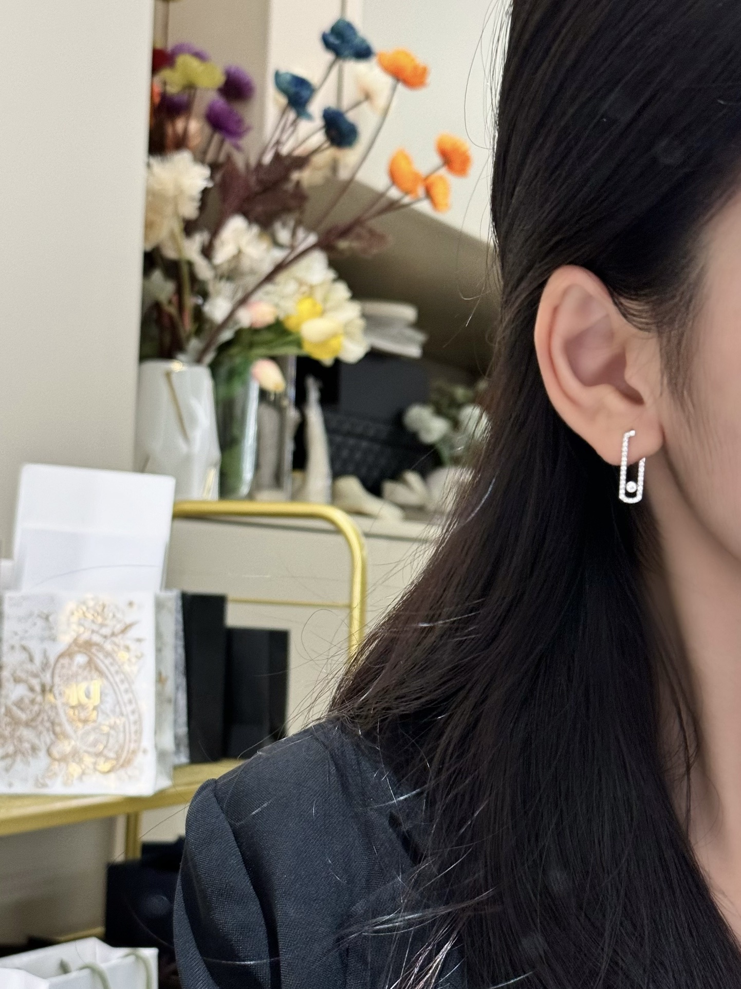 NO:677780,Messika｜Jewelry19860909Messika｜首饰 XE007#回纹全钻耳环 ｜厚镀18k白金 精致百搭单品 时髦精必备,,earrings,卡迪亚高端饰品,Jewelry