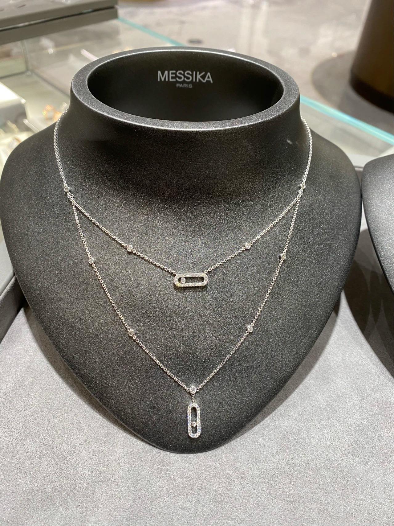 NO:881291,Messika double-layer necklace19860909Messika 梅西卡双层项链 XD002#灵动双链全钻项链 双滑动 双层项链 秋冬脖子点缀神奇 Blingbling 双层项链优雅气质高贵,梅西卡双层灵动项链,最经典的move系列,有着很美好的寓意,代表着“无论过去,今天亦或未来,爱永远都在.,,necklace,卡迪亚高端饰品,Jewelry