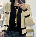 Chanel Jewelry Necklaces & Pendants Black Gold Set With Diamonds Lambskin Sheepskin Weave