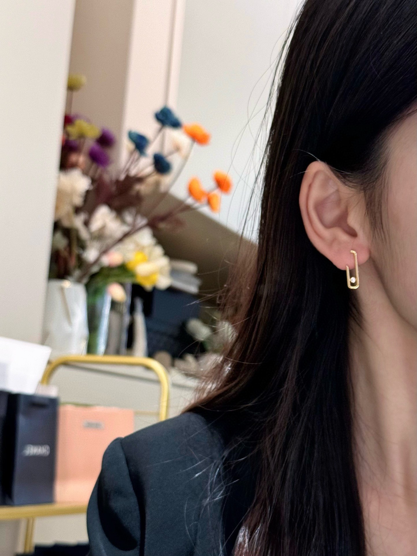 NO:677778,Messika｜New Jewelry19860909Messika｜新款首饰 XE006#回纹光金耳钉 厚镀18k黄金 精致百搭单品 时髦精必备,,gold,卡迪亚高端饰品,Jewelry