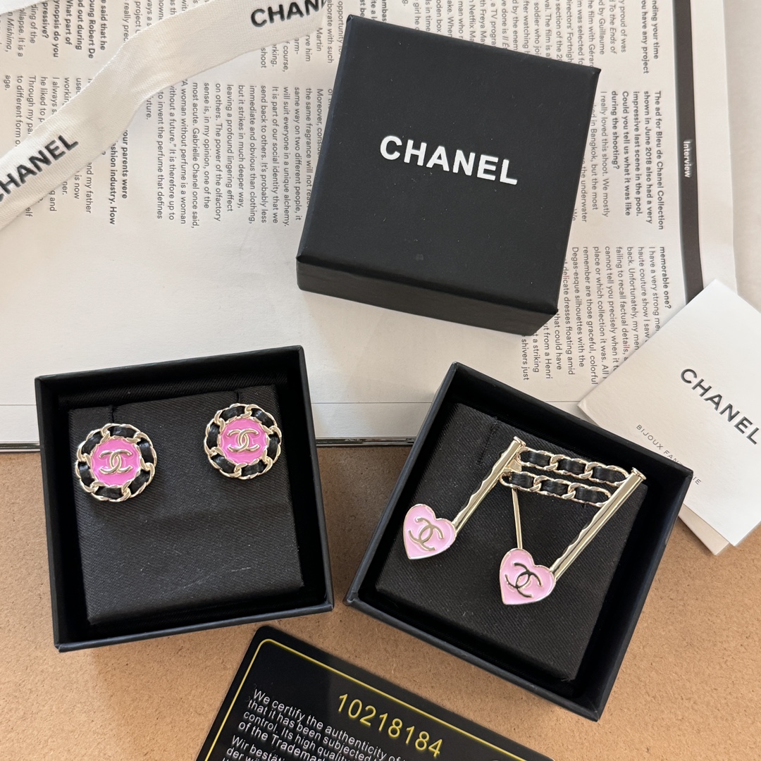 Diseñador falso
 Chanel Joyas Broche Pendiente Negro Rosa