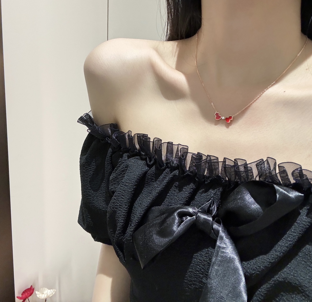 NO:720757,QD024# Double gourd Epoxy single diamond necklace, red agate with imported zircon, high-end versatile model, thickly plated 18k rose gold 88360,,necklace,Cardia high-end jewelry19860909QD024#双葫芦滴胶单钻项链 红玛瑙搭配进口锆石 高级百搭款 厚镀18k玫瑰金 88360,,necklace,卡迪亚高端饰品,Jewelry