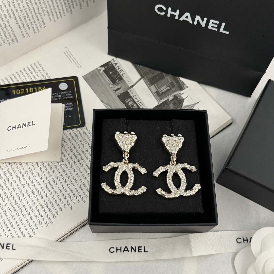 Chanel Joyas Pendiente Incrustados con diamantes