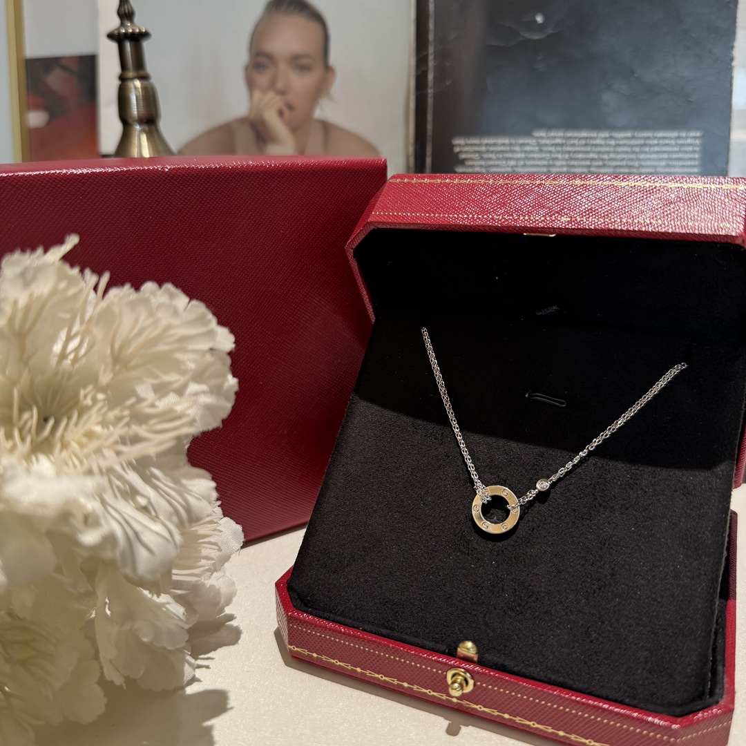 NO:677879,Kajia's classic high-end jewelry ZD243#LOVE single ring diamond necklace, imported zircon hand-inlaid, thick 18k gold plated, necklace, Cartier high-end jewelry19860909卡家经典高级珠宝 ZD243#LOVE单环钻石项链 进口锆石手工镶嵌 厚镀18k金,,necklace,卡迪亚高端饰品,Jewelry