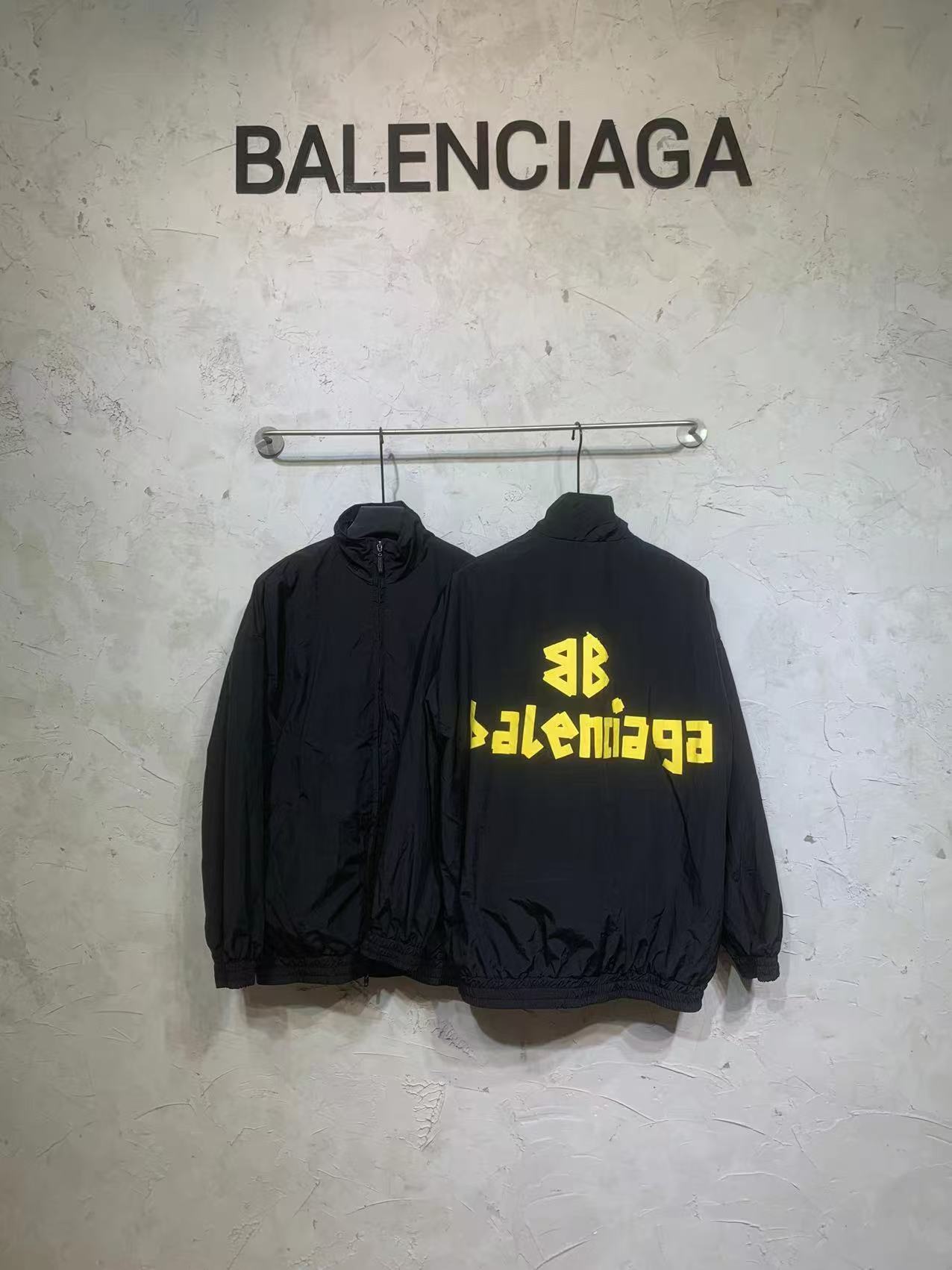 Balenciaga Kleidung Mäntel & Jacken Windjacke Schwarz Drucken Unisex Gaze Nylon Jogginghosen