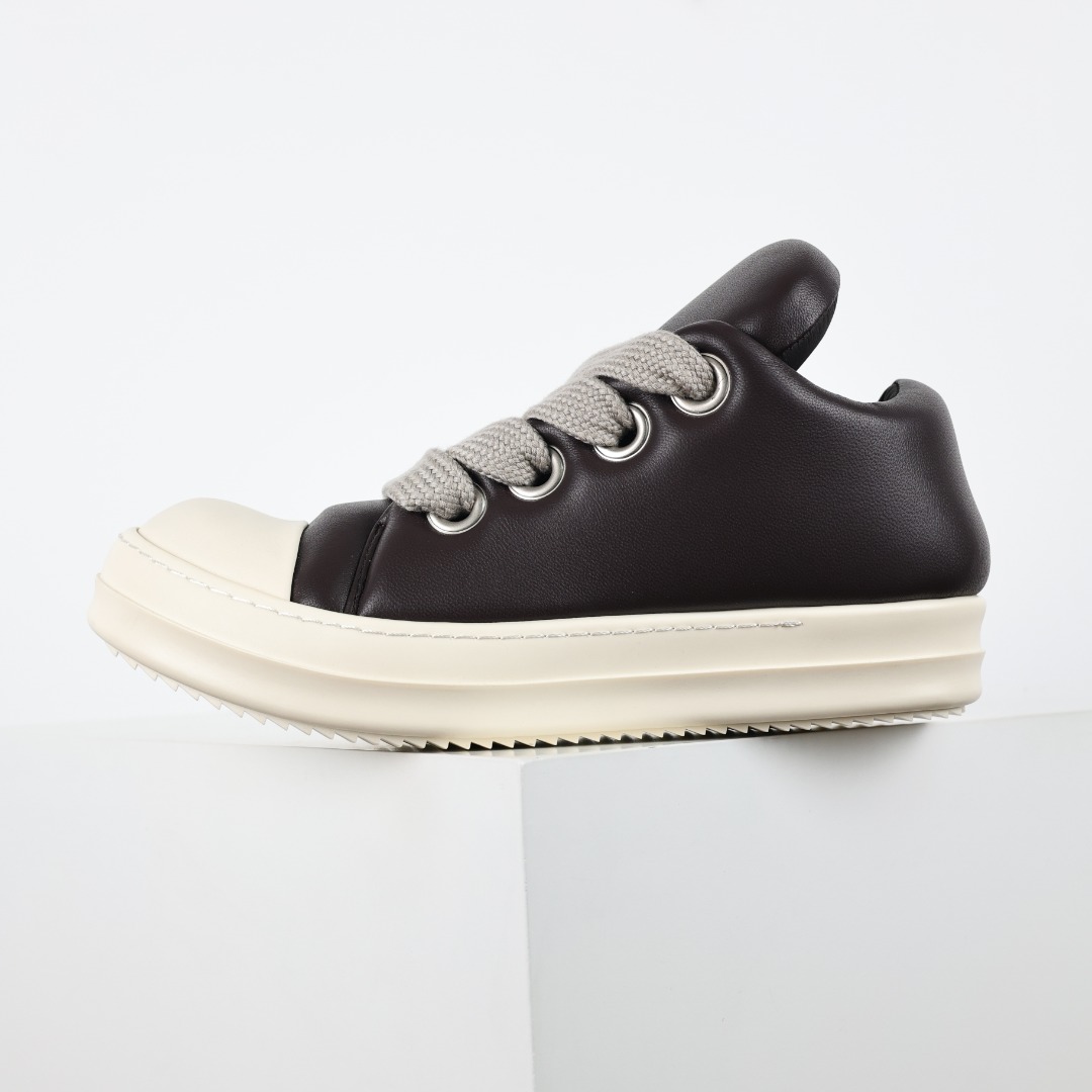 X1 RO欧文斯Rickowens 主线 “RO西瓜头棕色面包鞋” 水染粒面羔羊皮材质