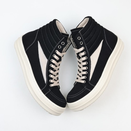 DRKSHDW High-Top Canvas Sneakers with Signature Triangle Patch Detail 1 DRKSHDW High-Top Canvas Sneakers with Signature Triangle Patch Detail