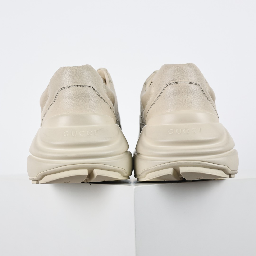 X1版本 东莞纯原 Gucci 古驰 Rhyton 复古老爹鞋 官方绿盒 “纯色擦脏” 全套包装及配件