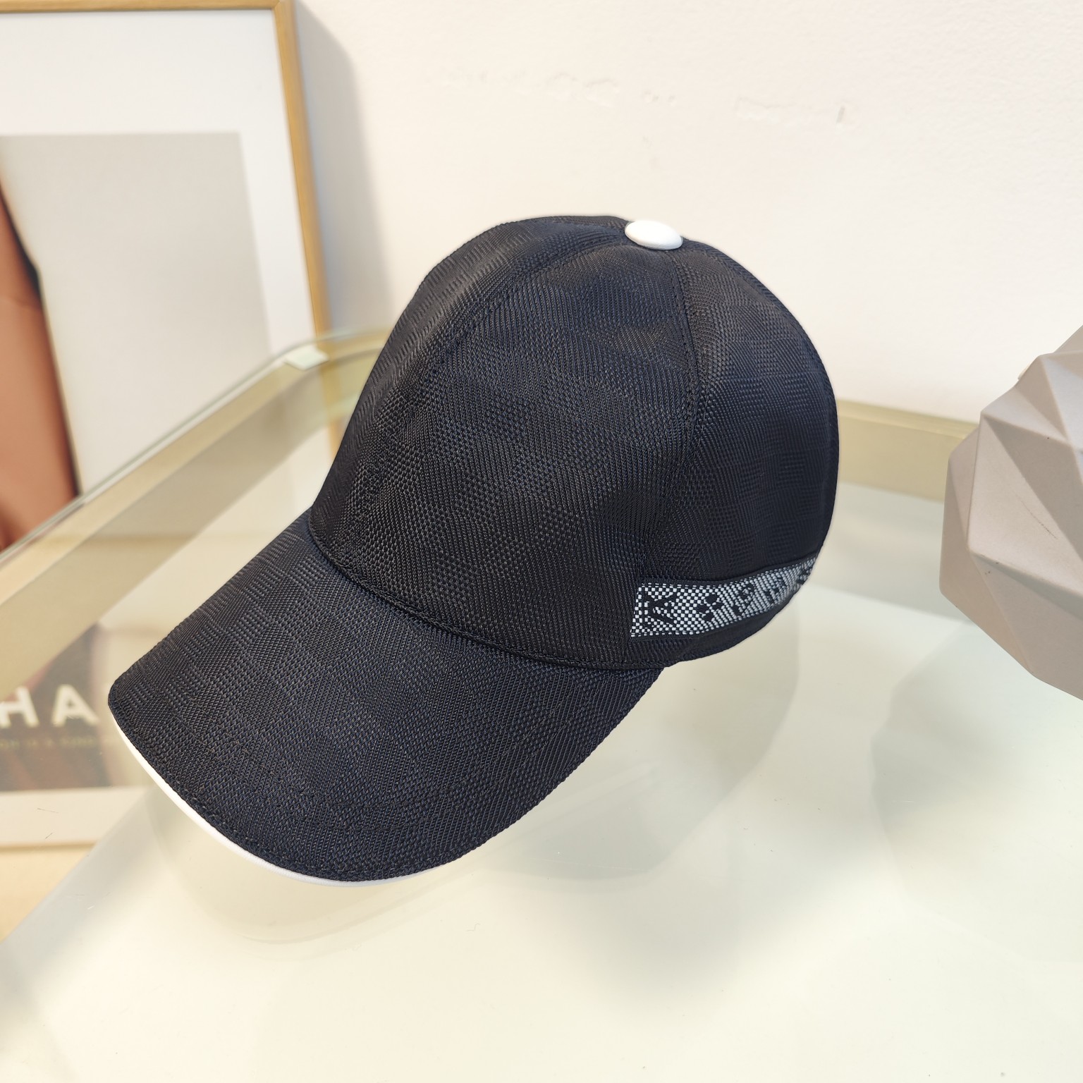 Leather baseball cap front view