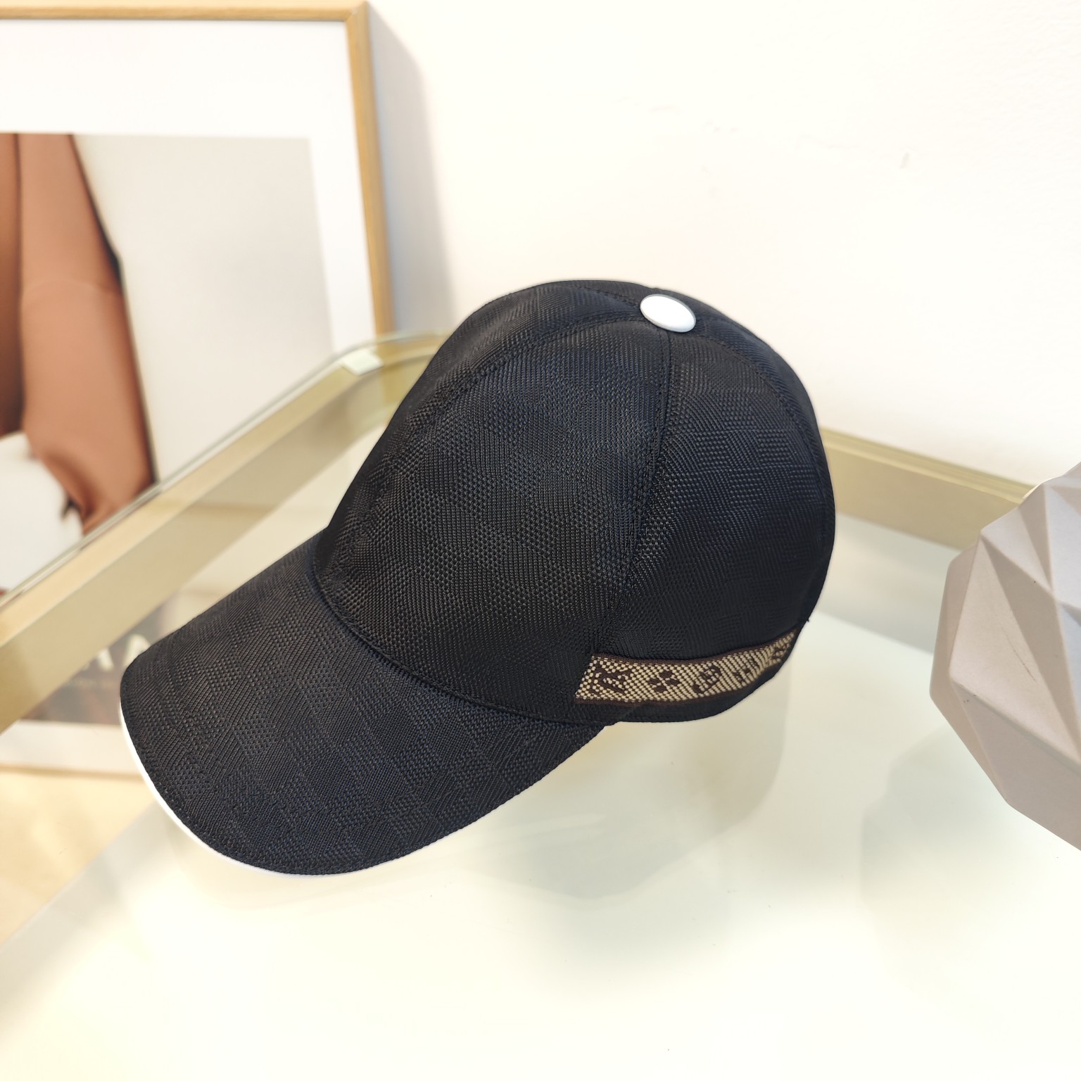 Genuine leather baseball hat - front view