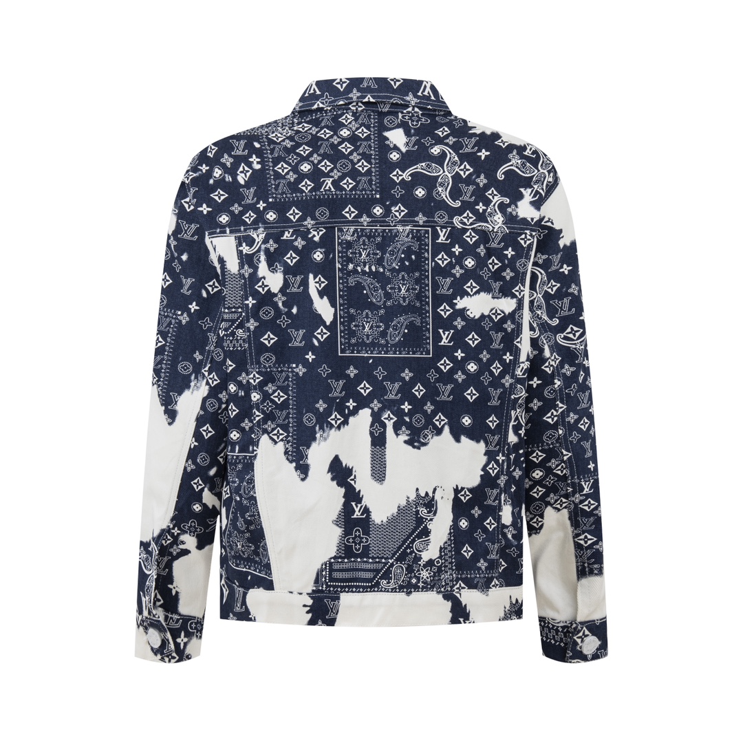 LouisVuitton路易威登23FW新款腰果花扎染印花牛仔外套 腰花蓝
