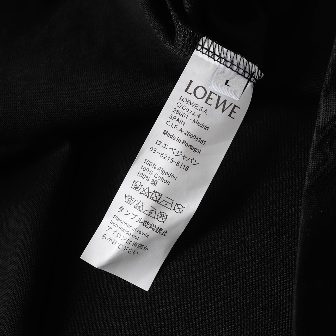 罗意威/LOEWE 25SS 经典logo绣花短袖T恤黑 白
