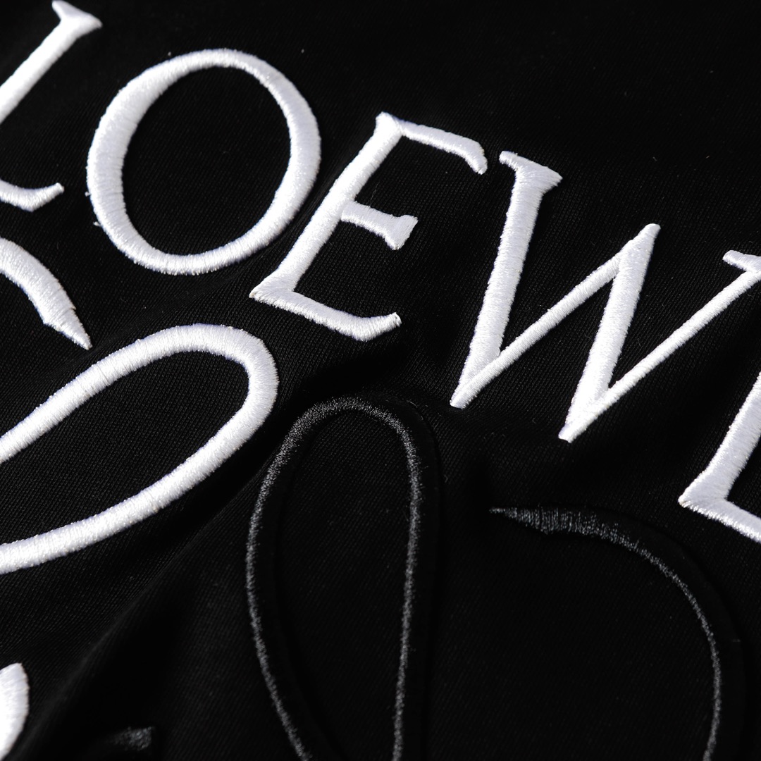罗意威/LOEWE 25SS 经典logo绣花短袖T恤黑 白