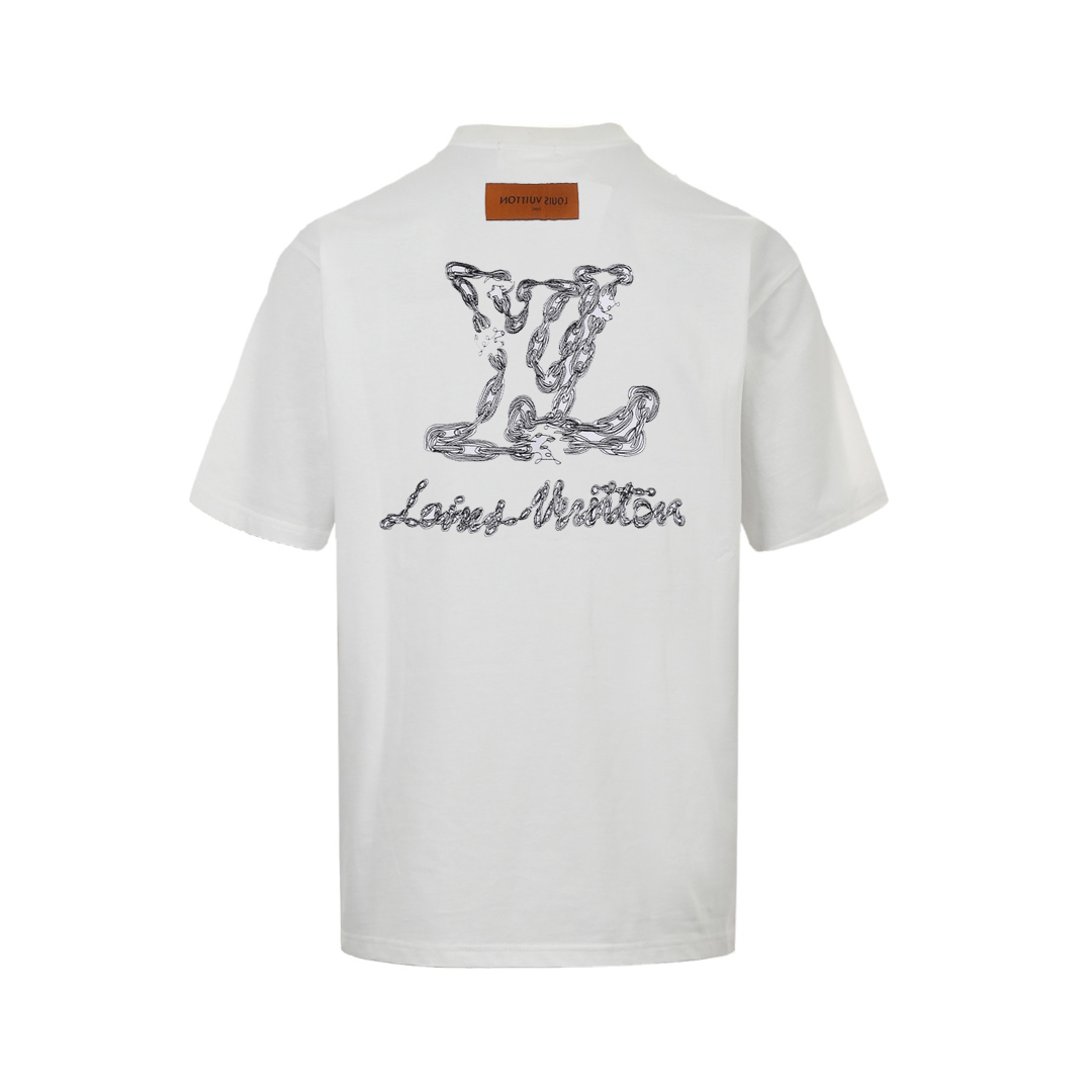 Louis Vuitton/路易威登 25ss 前后绣花字母短袖 路易威登LOGO标识圆领短袖
