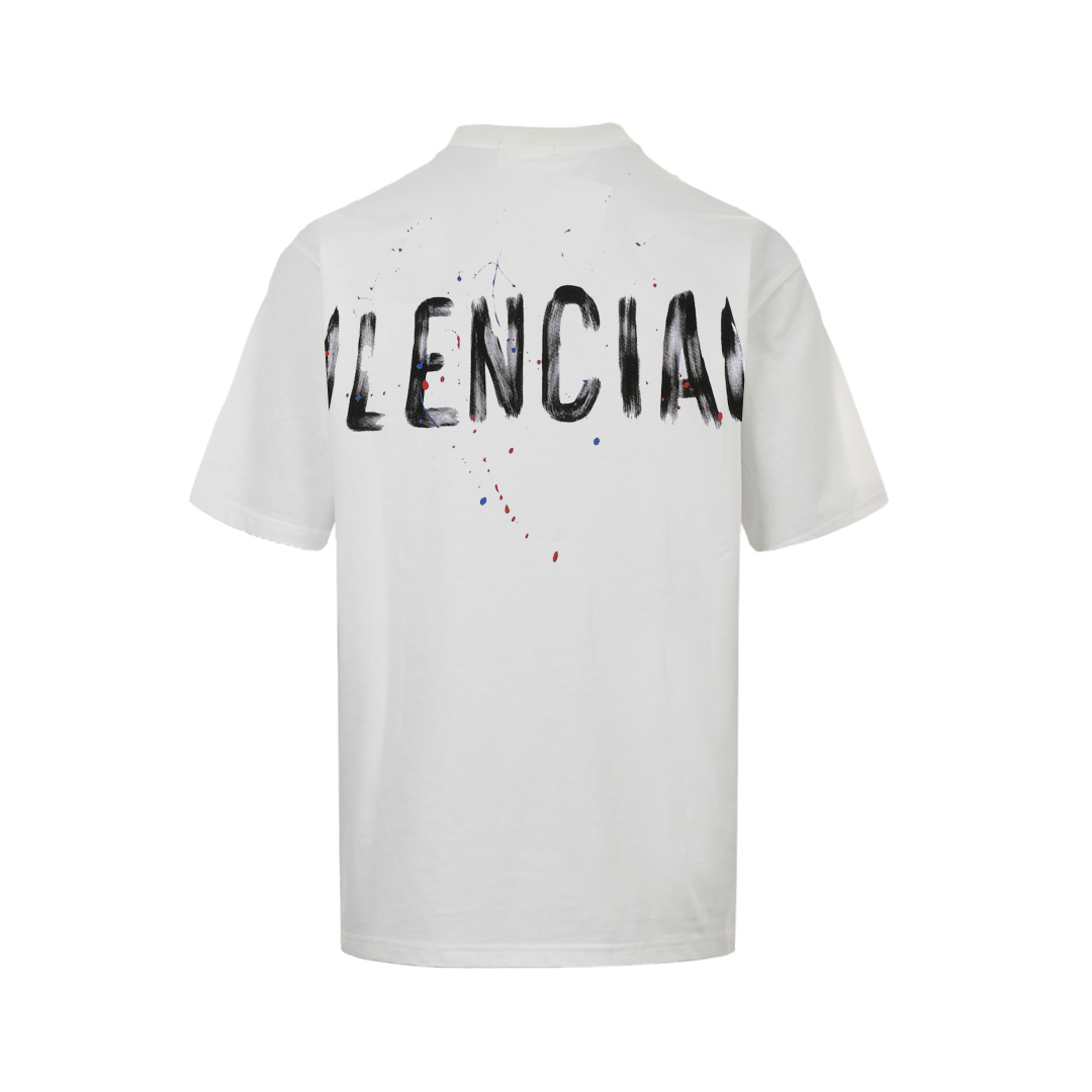 Balenciaga/巴黎世家 25ss 彩绘涂鸦字母短袖-Chinese UA Cheap High Quatity Brand Clothes Bags handbags Sneakers wholesale wholesaler seller from China Factory suppliers Fashion Clothing Shoes best Quality Beautiful Price Balenciaga/巴黎世家 25ss 彩绘涂鸦字母短袖
