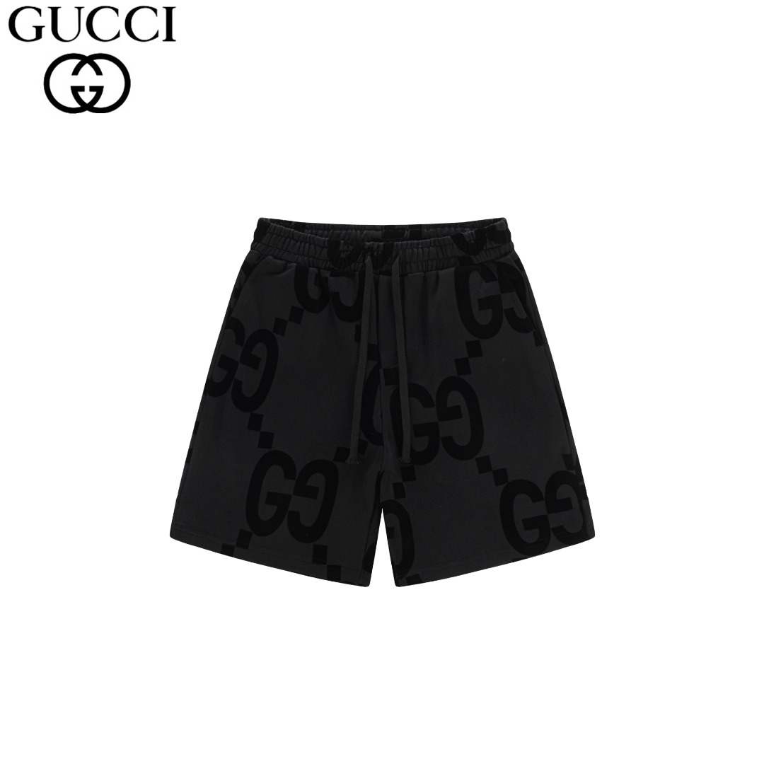 Gucci/古驰 25ss 植绒暗纹满印短裤 黑色-Chinese UA Cheap High Quatity Brand Clothes Bags handbags Sneakers wholesale wholesaler seller from China Factory suppliers Fashion Clothing Shoes best Quality Beautiful Price Gucci/古驰 25ss 植绒暗纹满印短裤 黑色