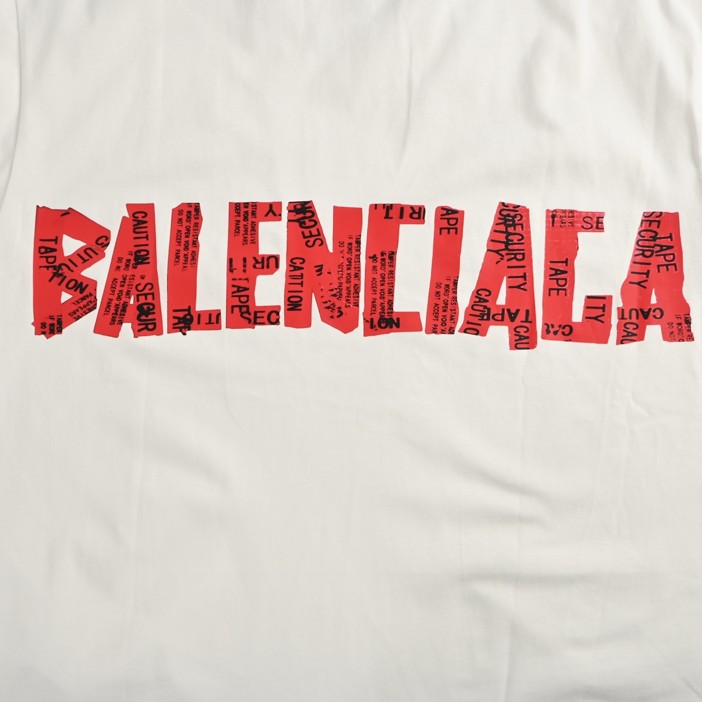 Balenciaga/巴黎世家 25ss 红色胶带印花短袖 黑色 白色