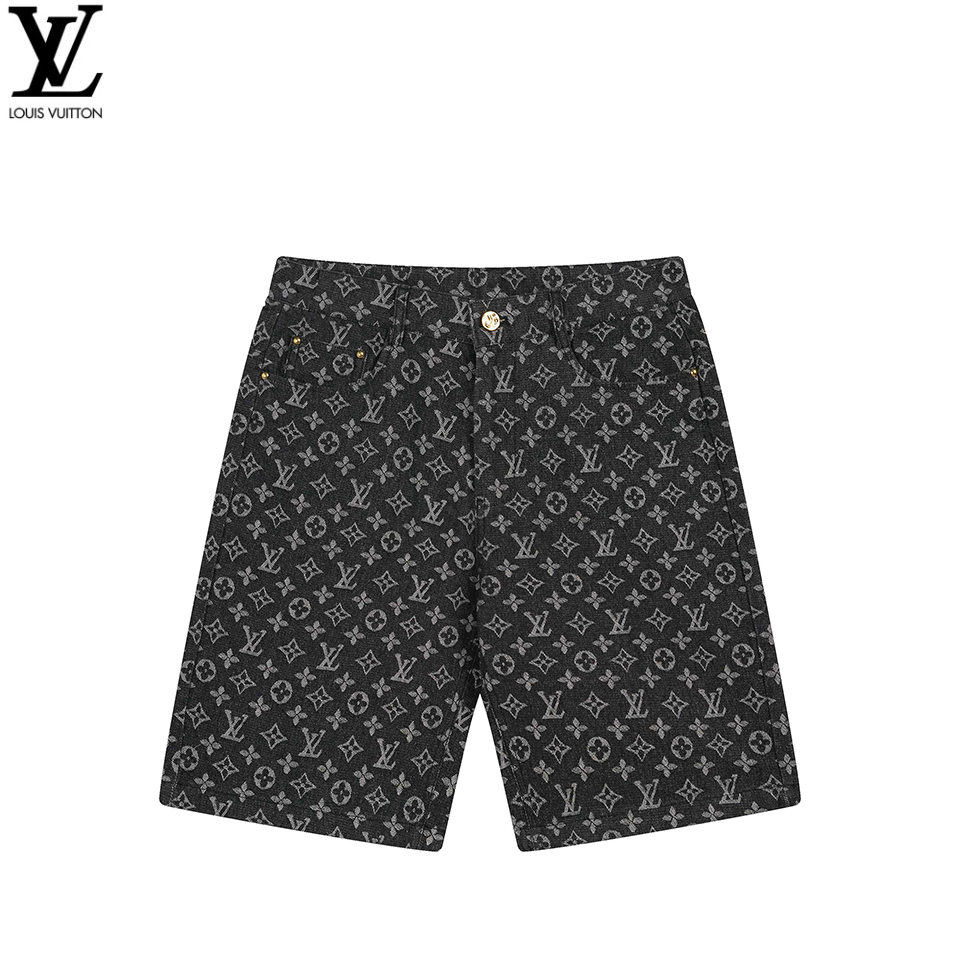 Louis vuitton/路易威登 25ss 满印老花牛仔短裤 水洗黑灰