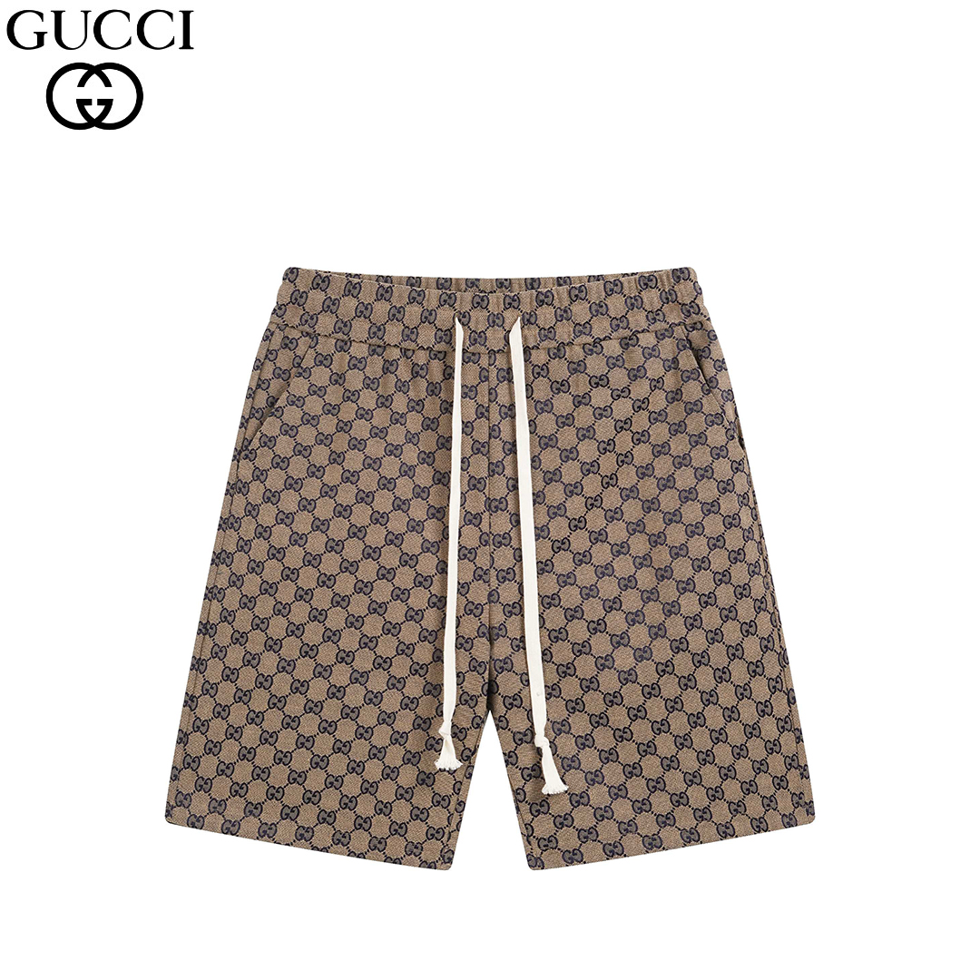 Gucci/古驰 25ss 老花满印牛仔短裤 休闲短裤五分裤 卡其
