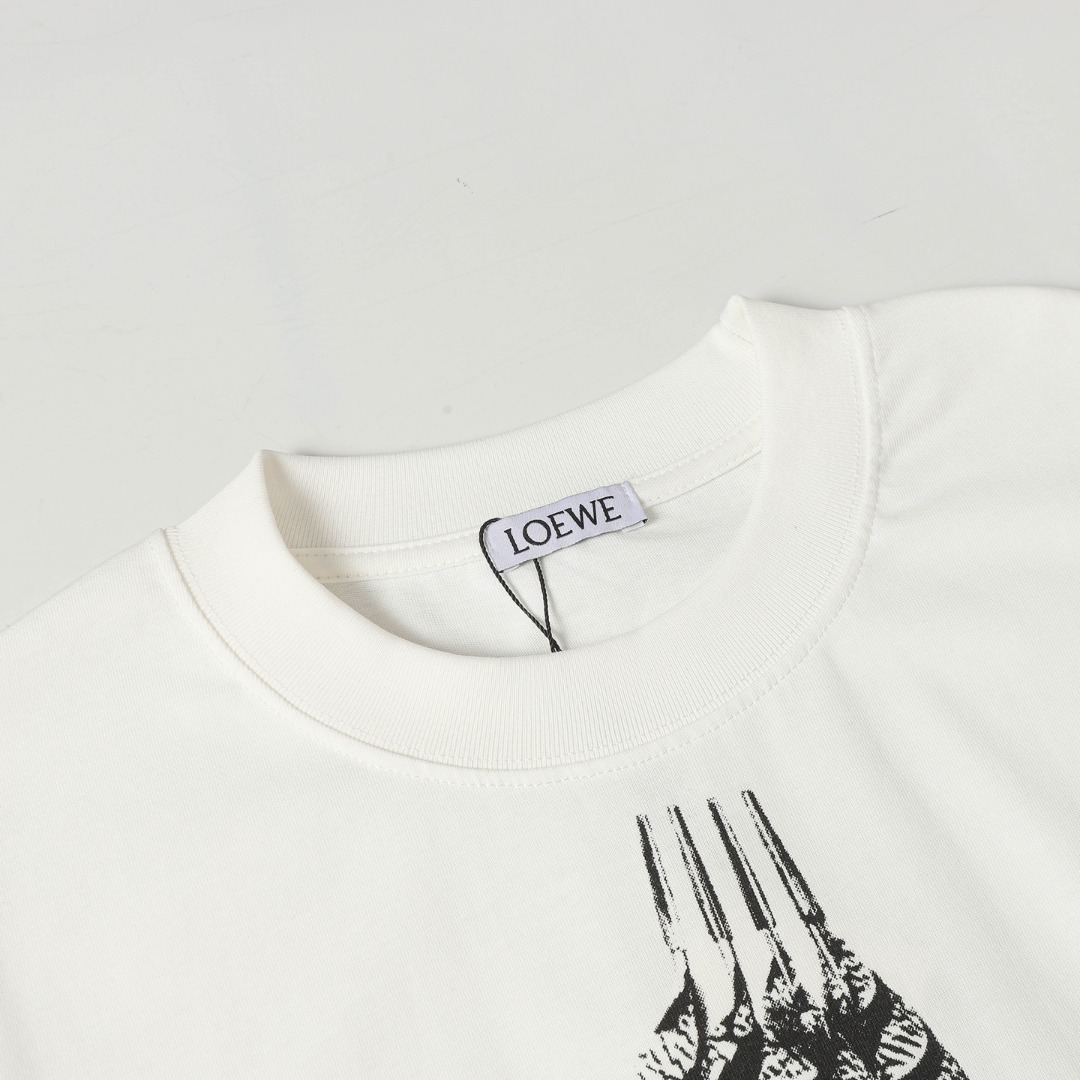 LOEWE/罗意威 25ss 羽毛印花短袖T恤 25ss最新最顶级同步经典限量版马柏全同款羽毛印花大标识 圆领短袖