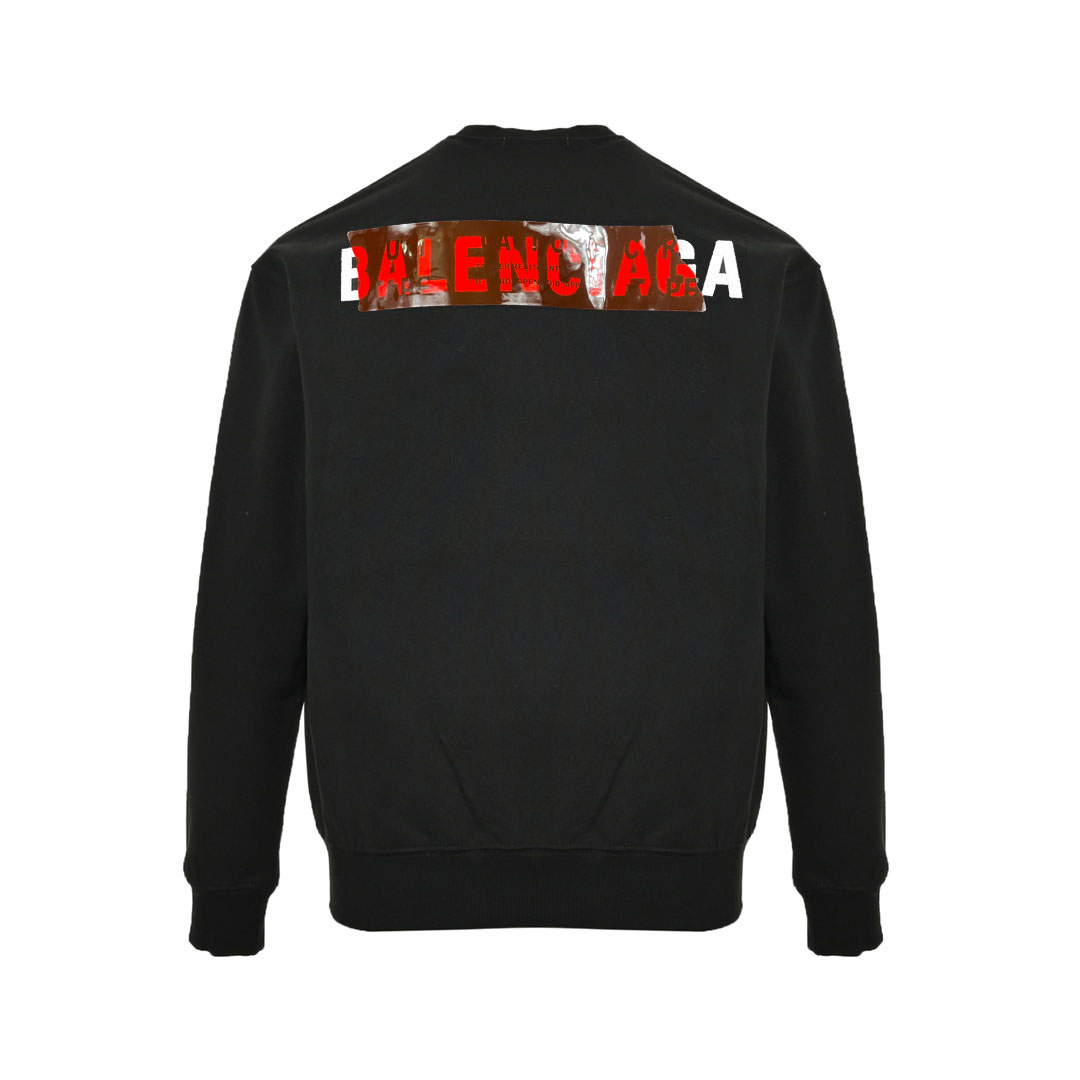 Balenciaga/巴黎世家 25ss 胶带刺绣圆领卫衣 黑色-Chinese UA Cheap High Quatity Brand Clothes Bags handbags Sneakers wholesale wholesaler seller from China Factory suppliers Fashion Clothing Shoes best Quality Beautiful Price Balenciaga/巴黎世家 25ss 胶带刺绣圆领卫衣 黑色