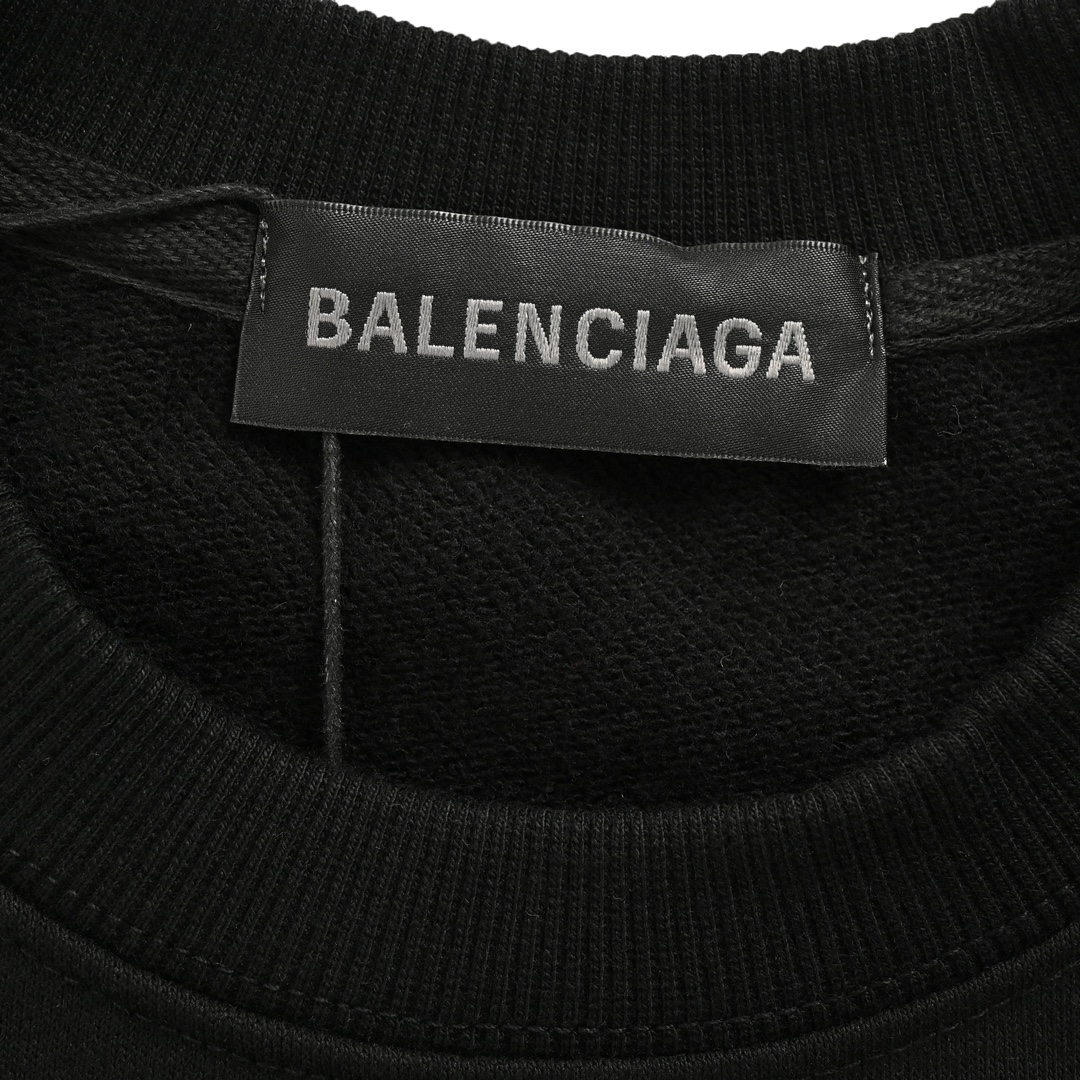 Balenciaga/巴黎世家 25ss 胶带刺绣圆领卫衣 黑色-Chinese UA Cheap High Quatity Brand Clothes Bags handbags Sneakers wholesale wholesaler seller from China Factory suppliers Fashion Clothing Shoes best Quality Beautiful Price Balenciaga/巴黎世家 25ss 胶带刺绣圆领卫衣 黑色