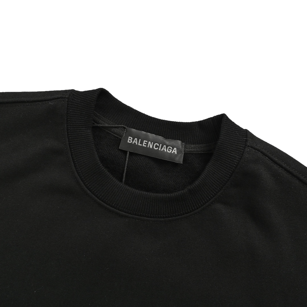 Balenciaga/巴黎世家 25ss 胶带刺绣圆领卫衣 黑色-Chinese UA Cheap High Quatity Brand Clothes Bags handbags Sneakers wholesale wholesaler seller from China Factory suppliers Fashion Clothing Shoes best Quality Beautiful Price Balenciaga/巴黎世家 25ss 胶带刺绣圆领卫衣 黑色