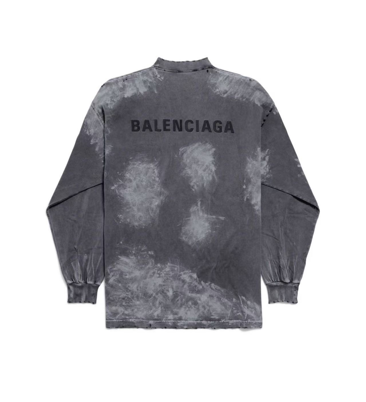 Balenciaga/巴黎世家 25ss油漆喷墨刺绣字母圆领卫衣 黑灰-Chinese UA Cheap High Quatity Brand Clothes Bags handbags Sneakers wholesale wholesaler seller from China Factory suppliers Fashion Clothing Shoes best Quality Beautiful Price Balenciaga/巴黎世家 25ss油漆喷墨刺绣字母圆领卫衣 黑灰