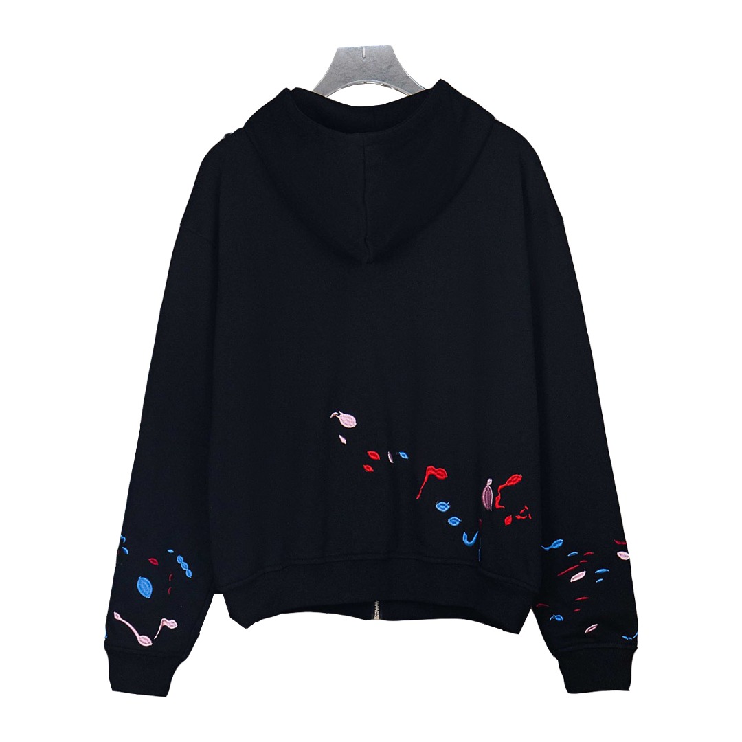 GOODBRAND25SS糖果刺绣泼墨拉拉链连帽套头卫衣 黑色 白色-Chinese UA Cheap High Quatity Brand Clothes Bags handbags Sneakers wholesale wholesaler seller from China Factory suppliers Fashion Clothing Shoes best Quality Beautiful Price GOODBRAND25SS糖果刺绣泼墨拉拉链连帽套头卫衣 黑色 白色