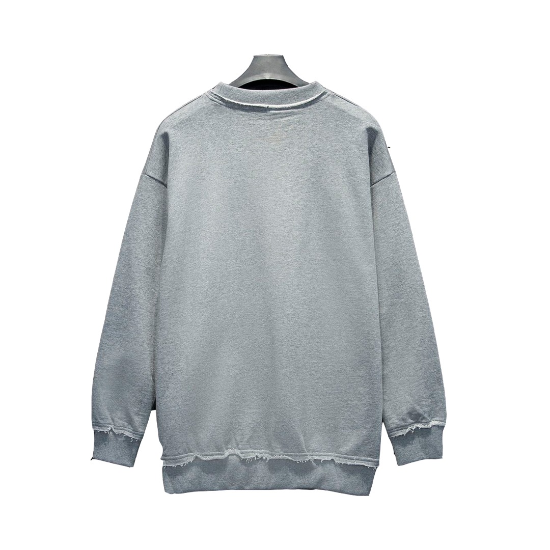 Miu Miu/缪缪 25ss 贴布字母圆领卫衣 黑色 花灰