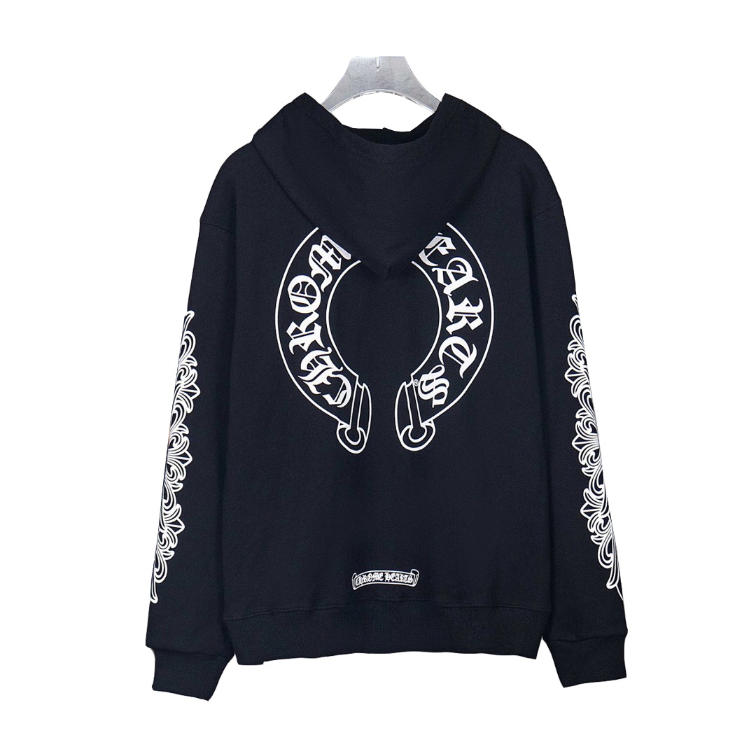 Chrome Hearts/克罗心 25ss 花臂马蹄连帽外套 梵文字母藤花十字马蹄连帽卫衣